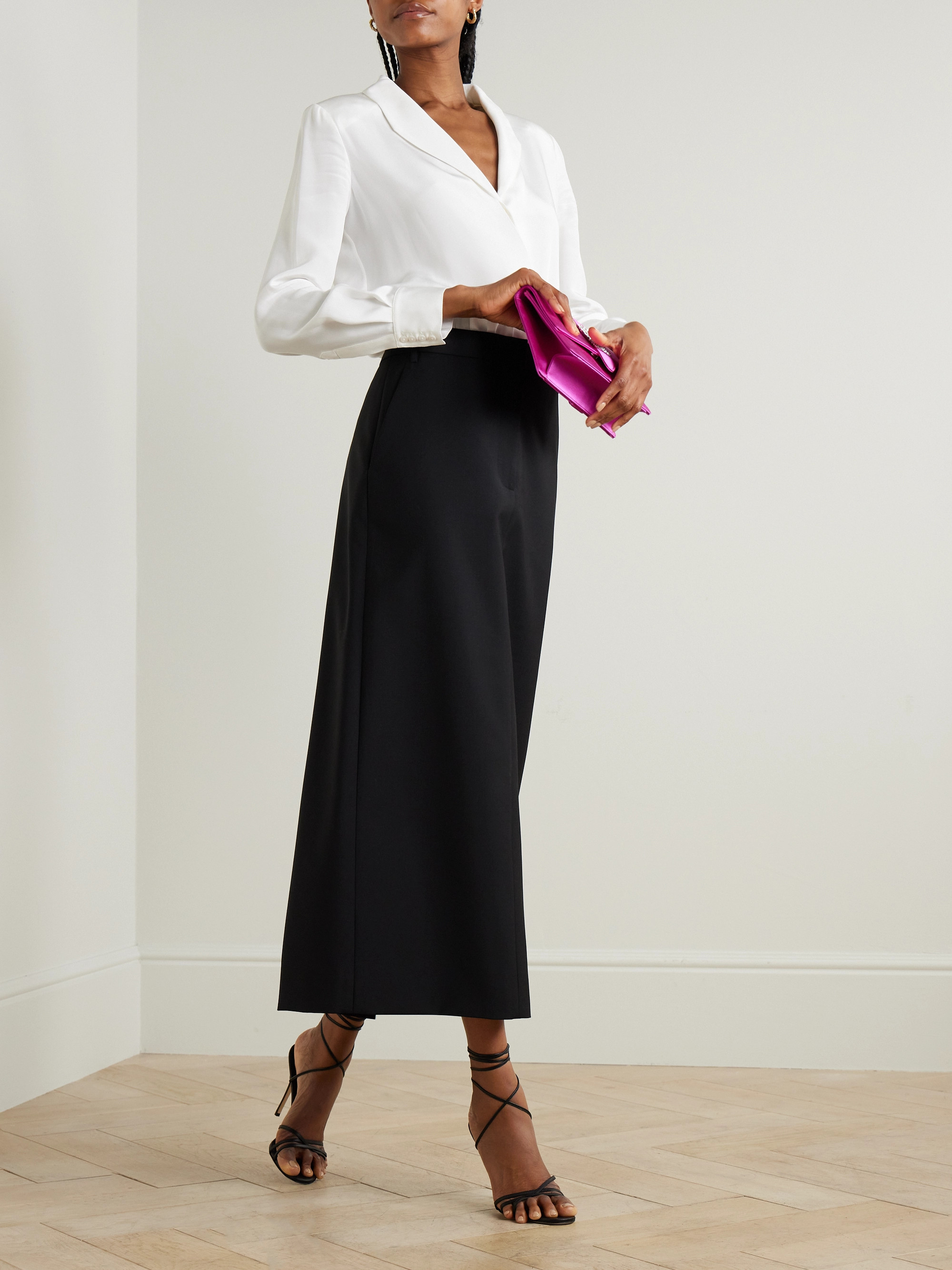 Roland Mouret Gathered silk-satin bodysuit