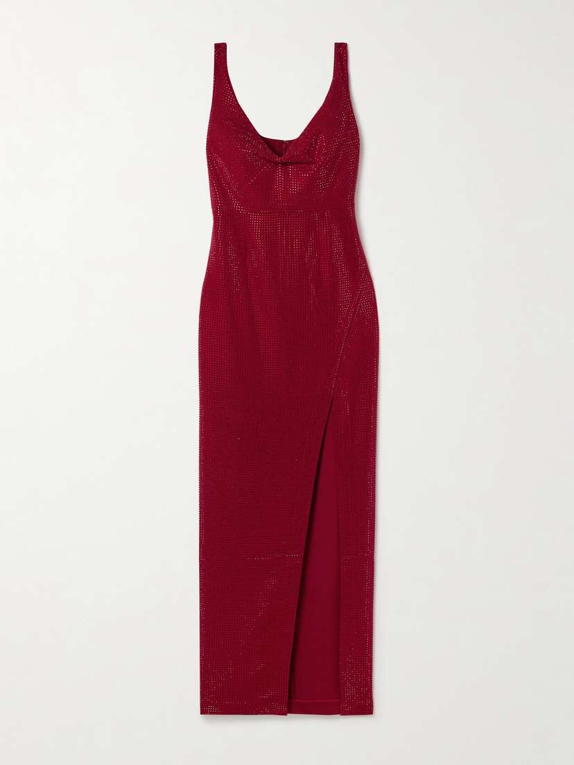 Roland Mouret Draped Crystal-embellished Crepe Gown