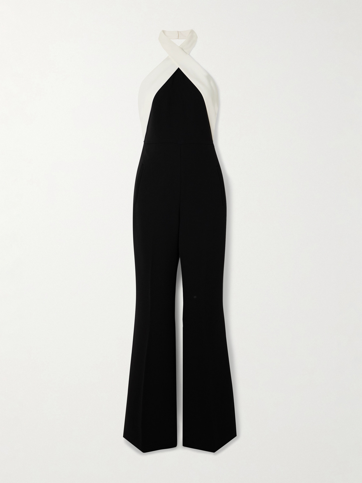Roland Mouret - Layered Two-tone Cady Halterneck Jumpsuit - Black