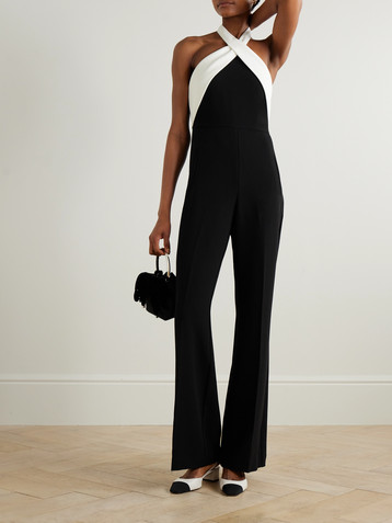 Roland Mouret Layered two-tone cady halterneck jumpsuit