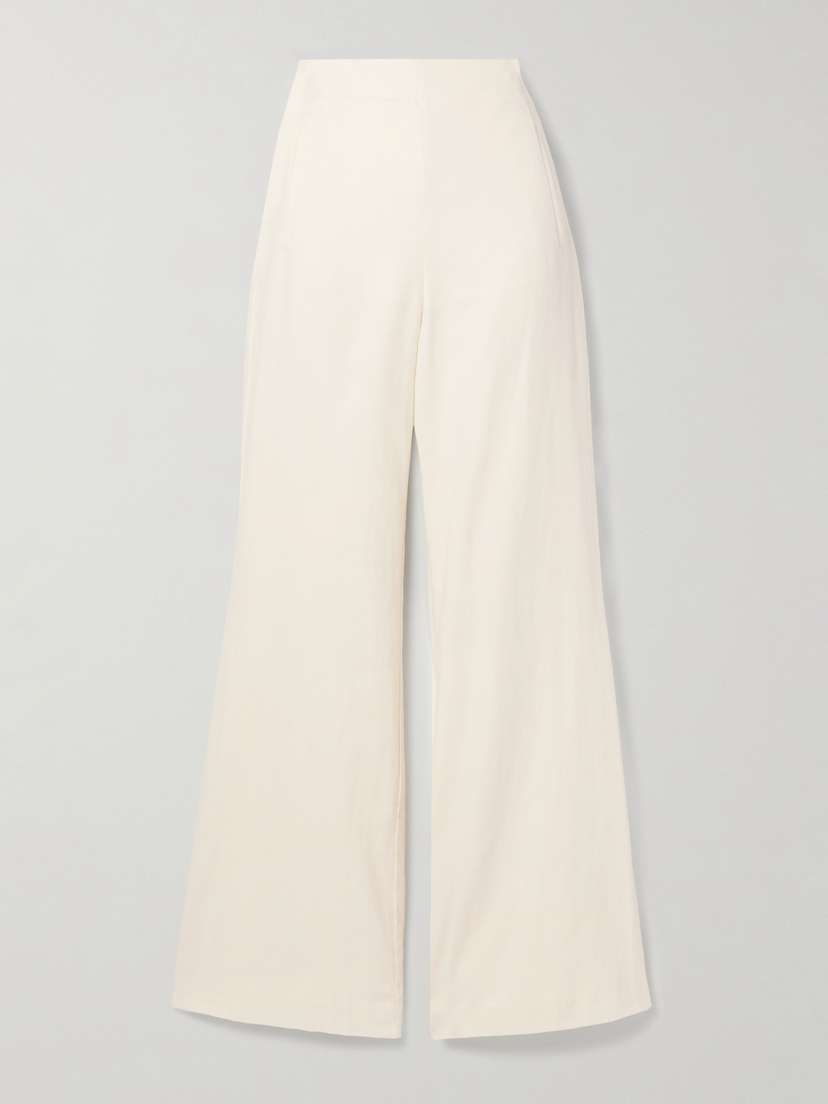 Roland Mouret Cotton And Linen-blend Twill Wide-leg Pants