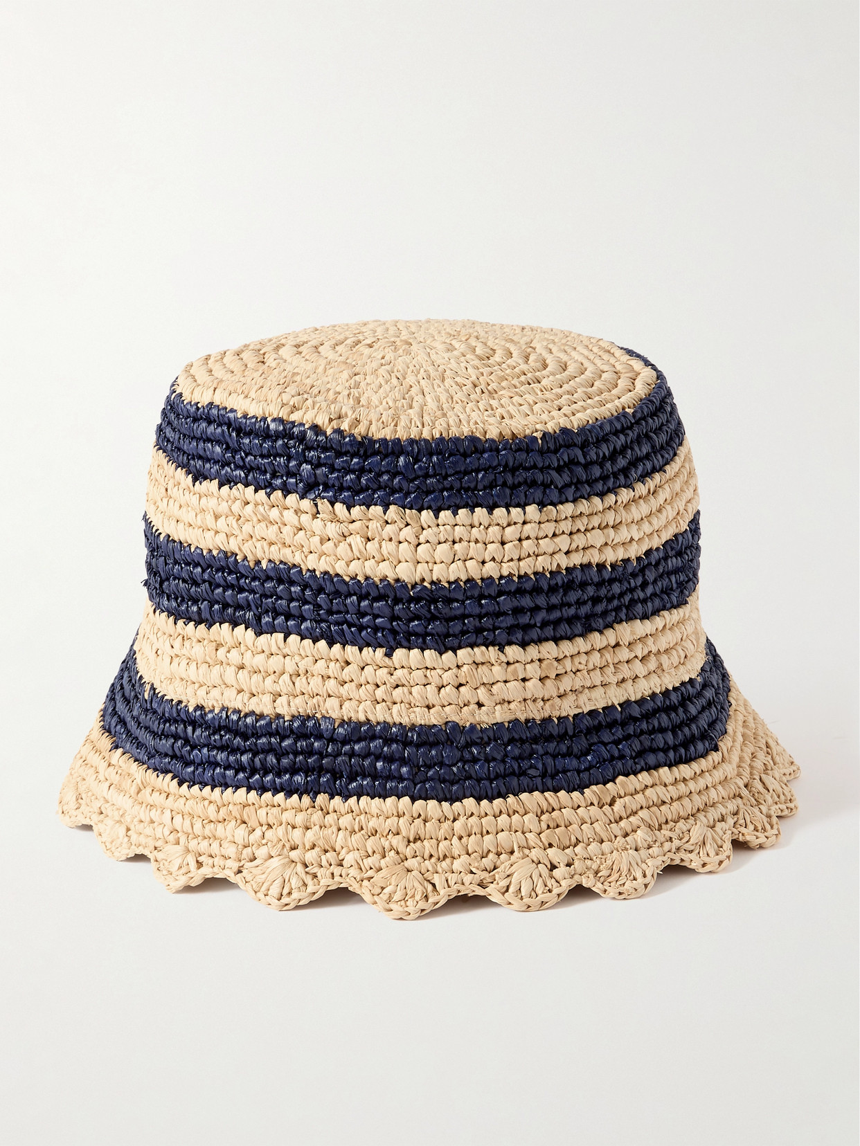 Rabanne Striped Raffia Bucket Hat In Blue