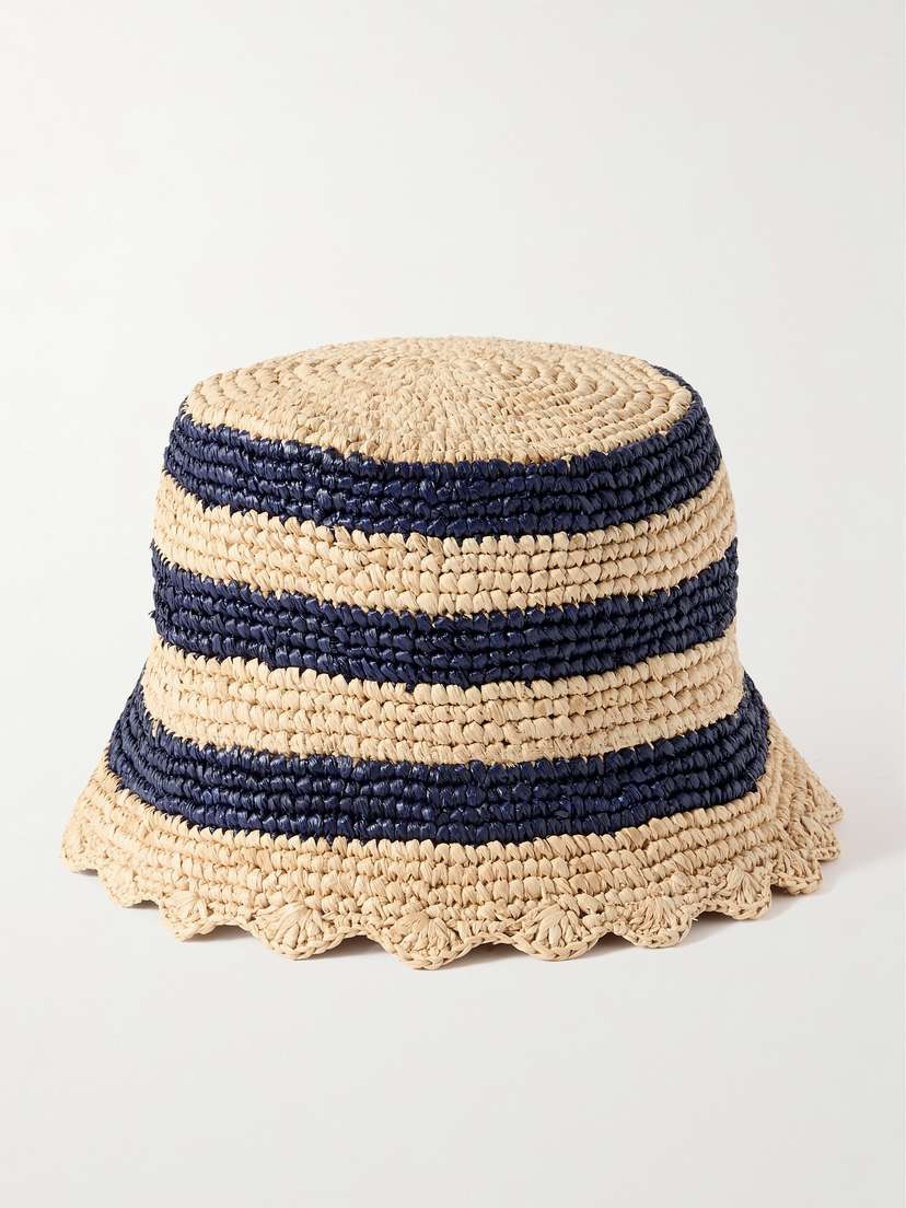 Rabanne Striped Raffia Bucket Hat
