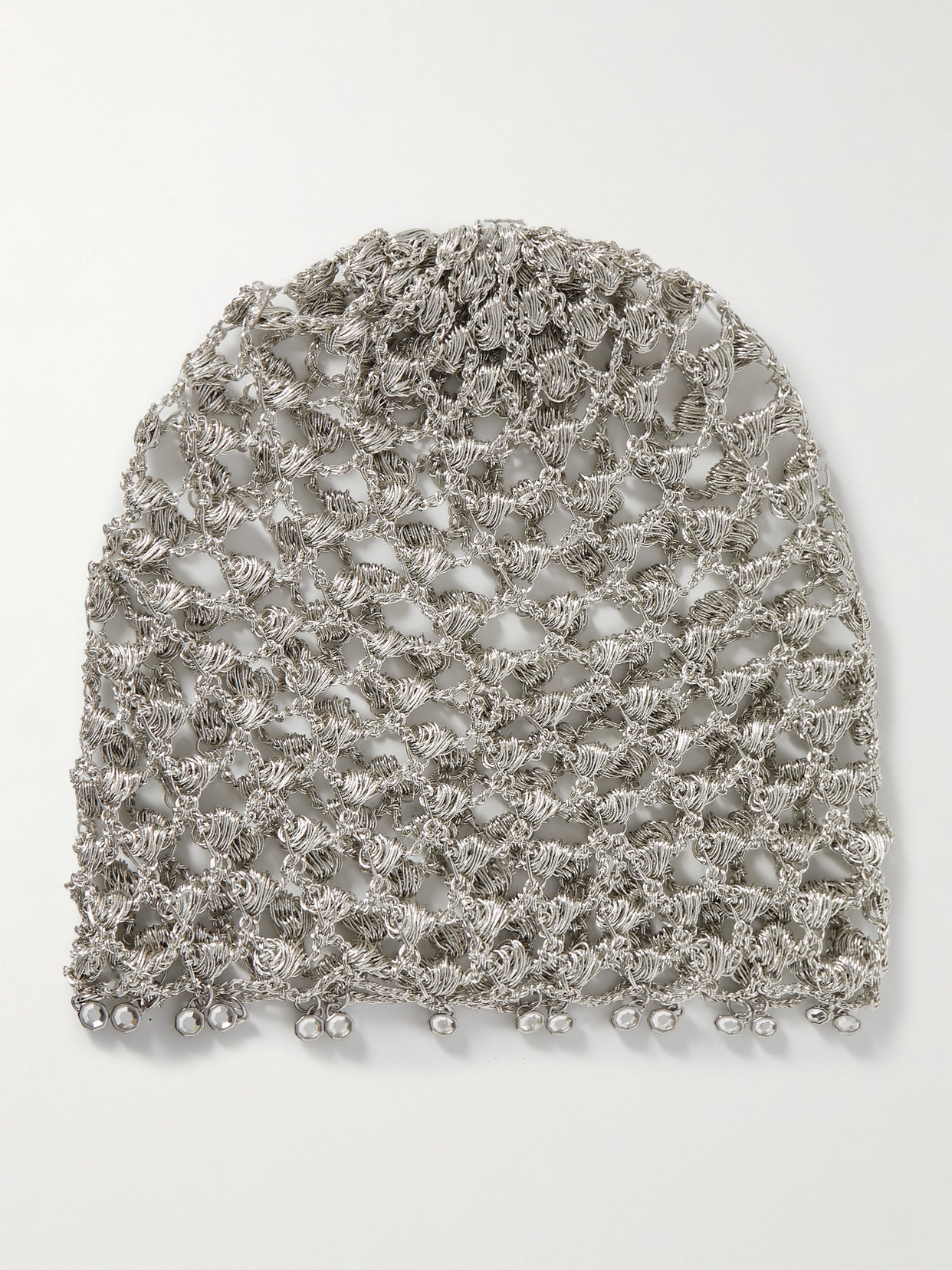 Rabanne - Crystal-embellished Metallic Crocheted Headpiece - Silver
