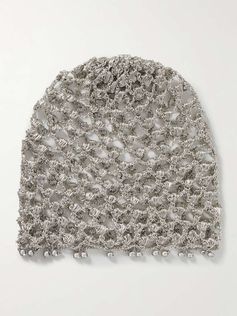 Rabanne Crystal-embellished Metallic Crocheted Headpiece