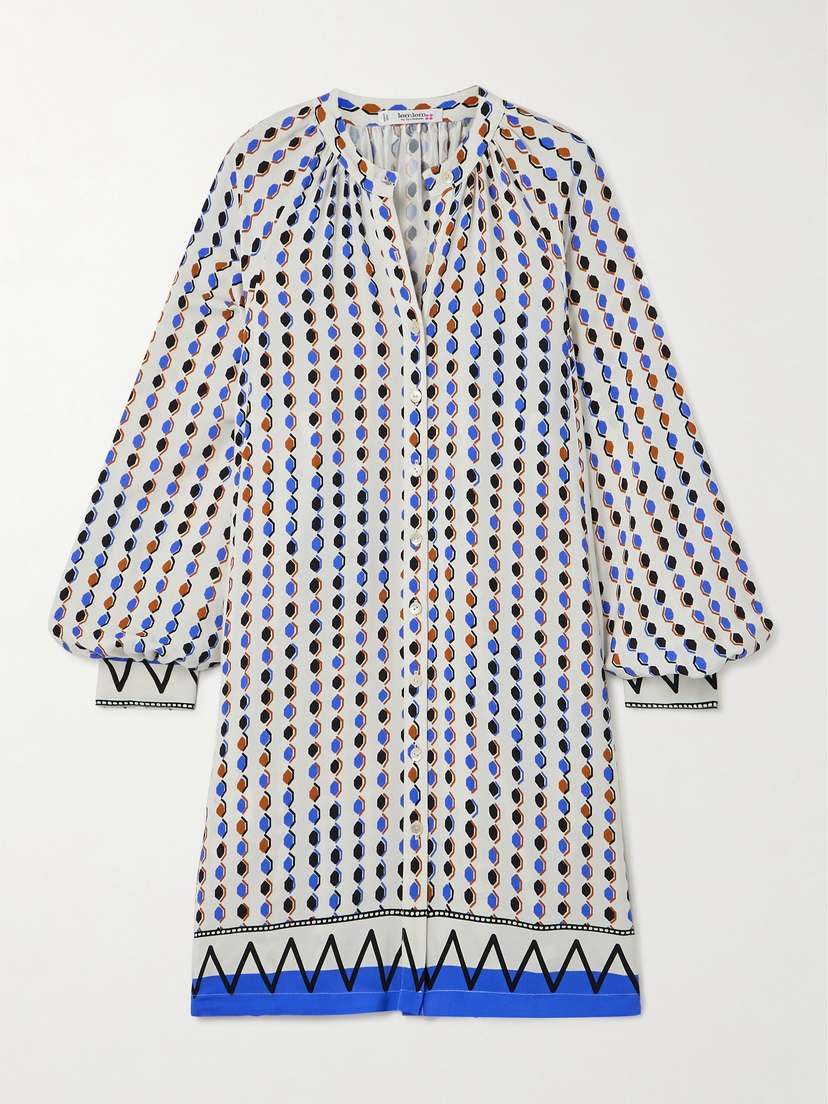 Lemlem Meaza Belted Printed Ecovero™-satin Mini Dress