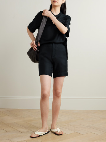 LOULOU DE SAISON Poseidon silk-twill shorts