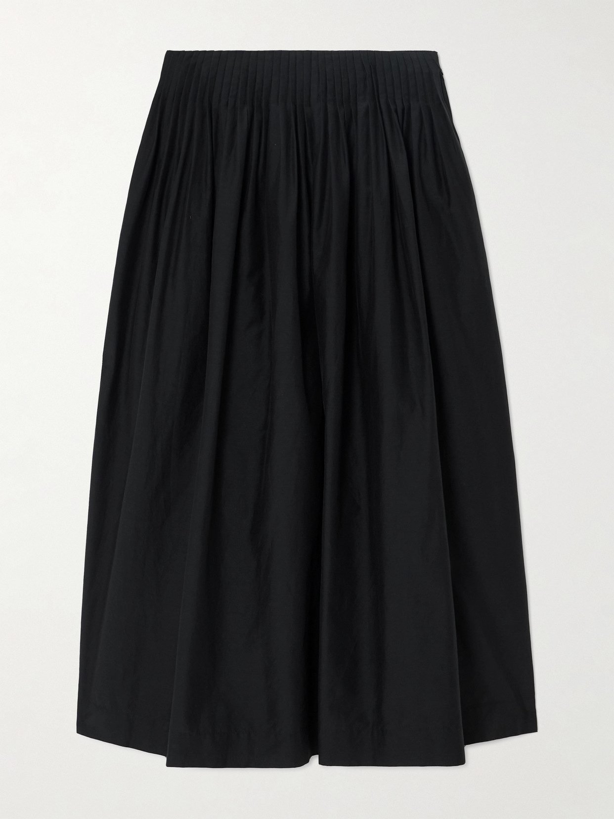 LOULOU STUDIO - Artemis Pintucked Cotton And Silk-blend Midi Skirt - Black
