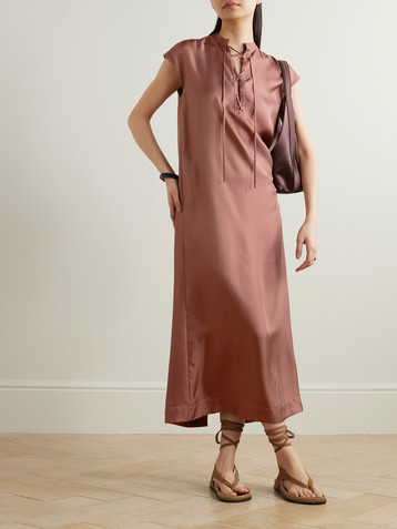 LOULOU DE SAISON Demeter silk-twill midi dress