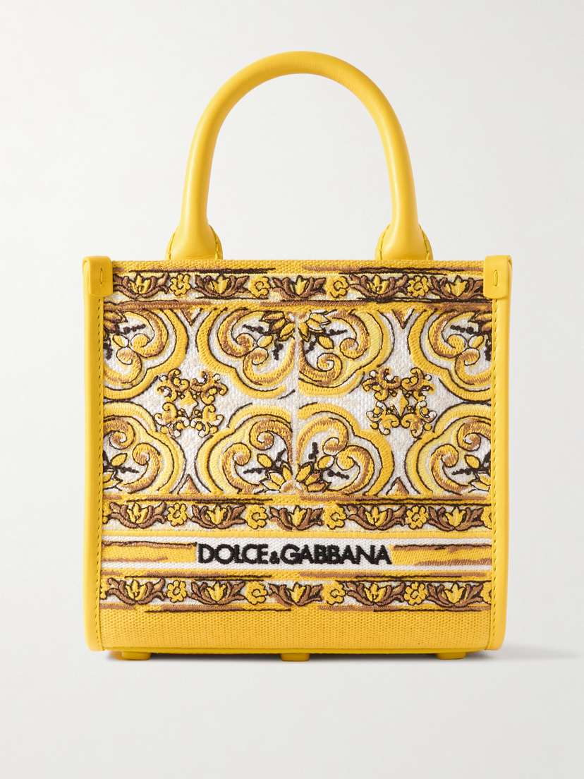 Dolce & Gabbana Maiolica Dg Daily Small Leather-trimmed Canvas-jacquard Tote Bag