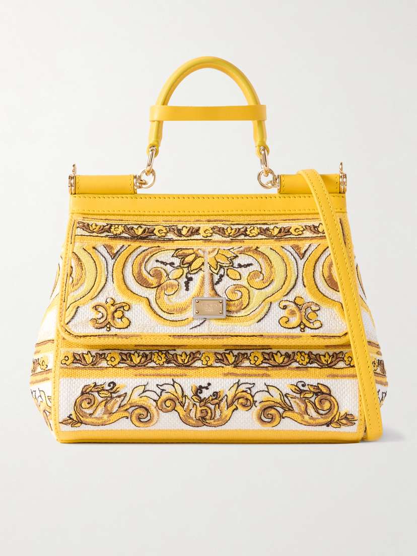 Dolce & Gabbana Maiolica Sicily Medium Leather-trimmed Canvas-jacquard Shoulder Bag