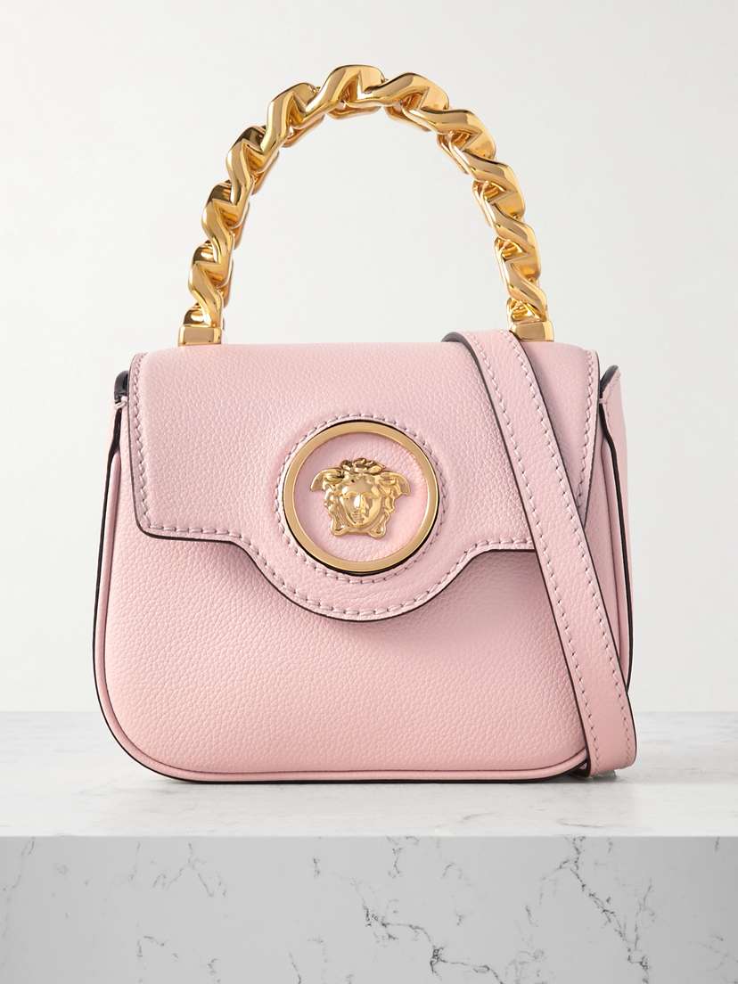 Versace Embellished Textured-leather Shoulder Bag