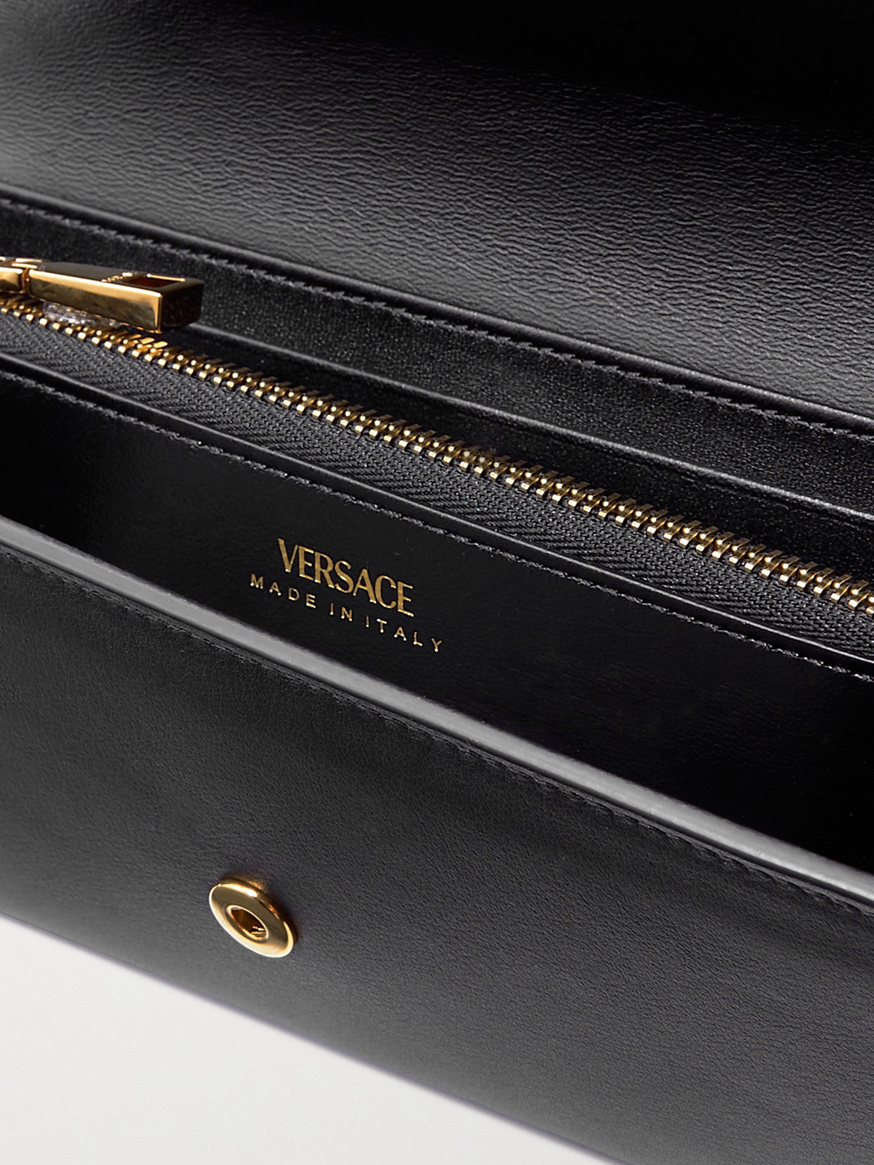 Shop Versace Continental Leather Wallet In Black