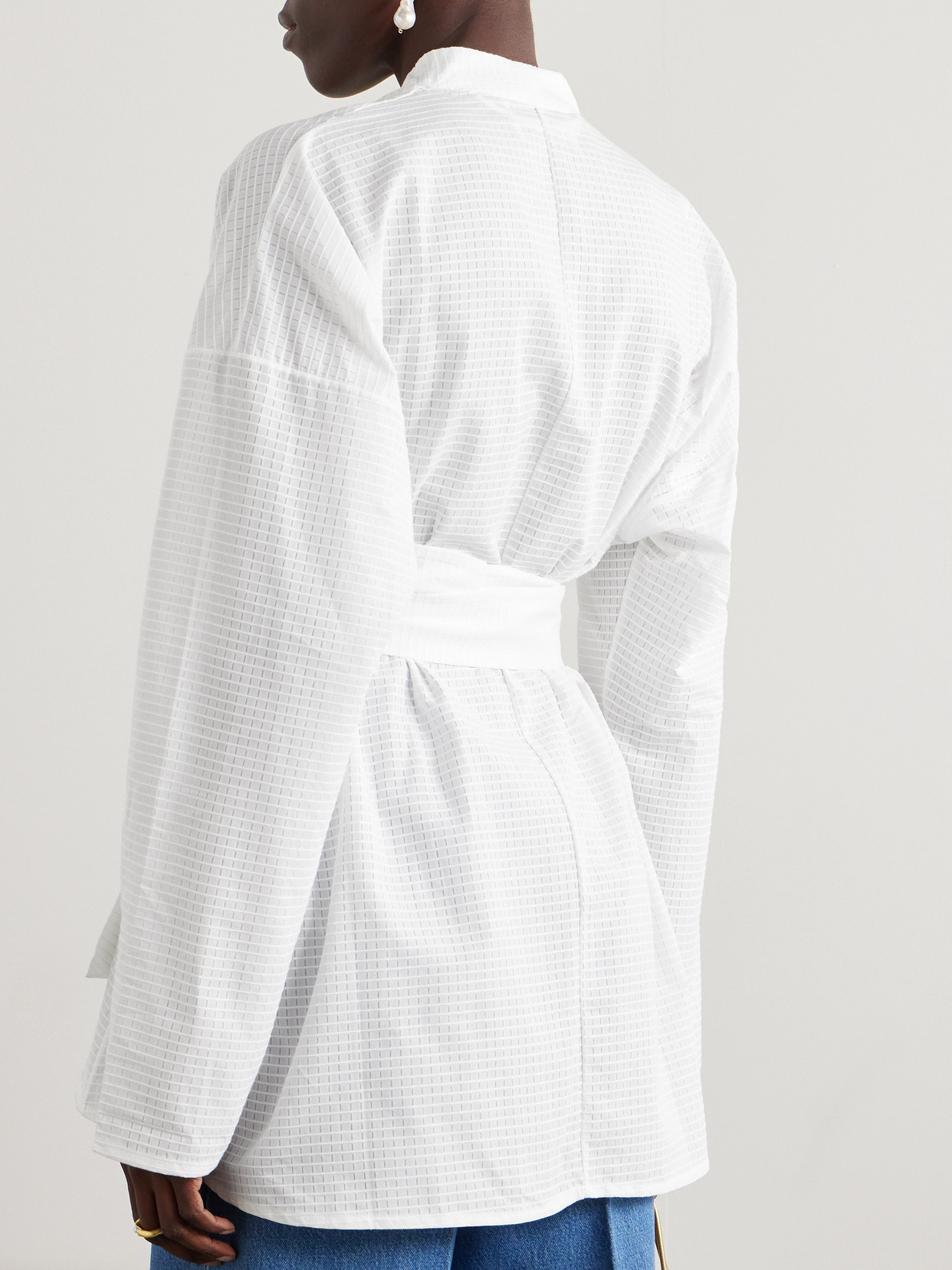 Shop Tove Arya Belted Cotton-ripstop Shirt In White