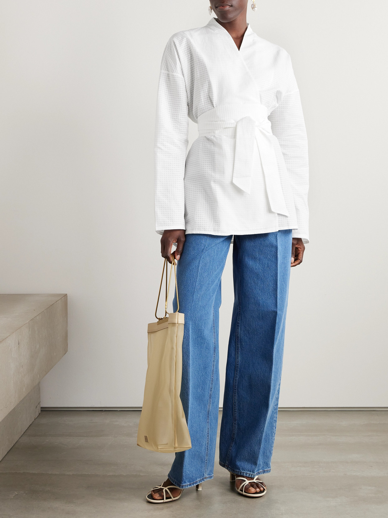 Shop Tove Arya Belted Cotton-ripstop Shirt In White