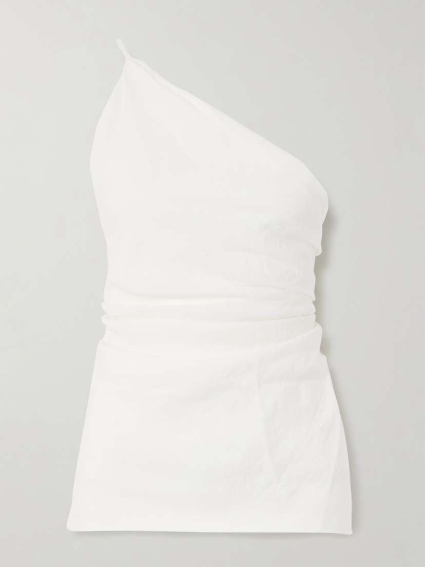 Tove Petra One-shoulder Open-back Gathered Linen Top