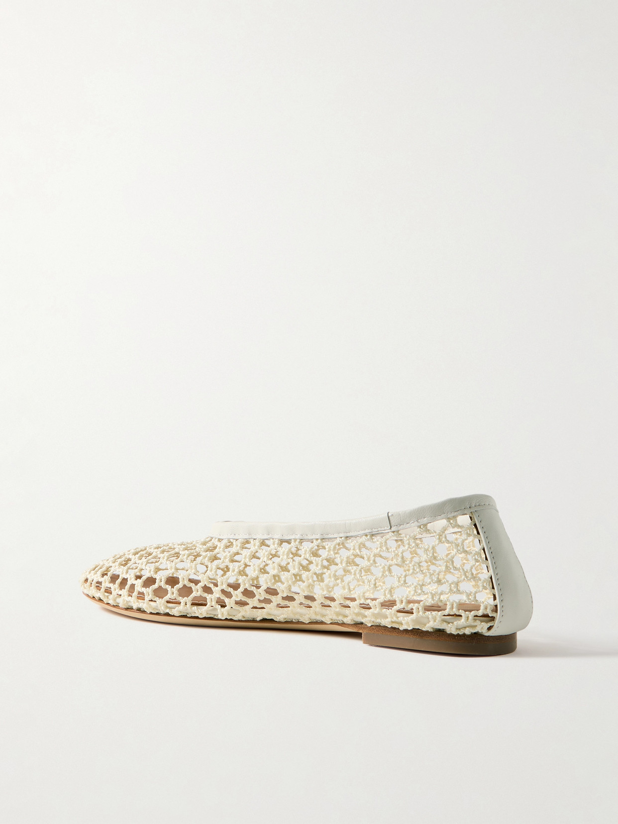 Alba Leather-Trimmed Crocheted Ballet Flats