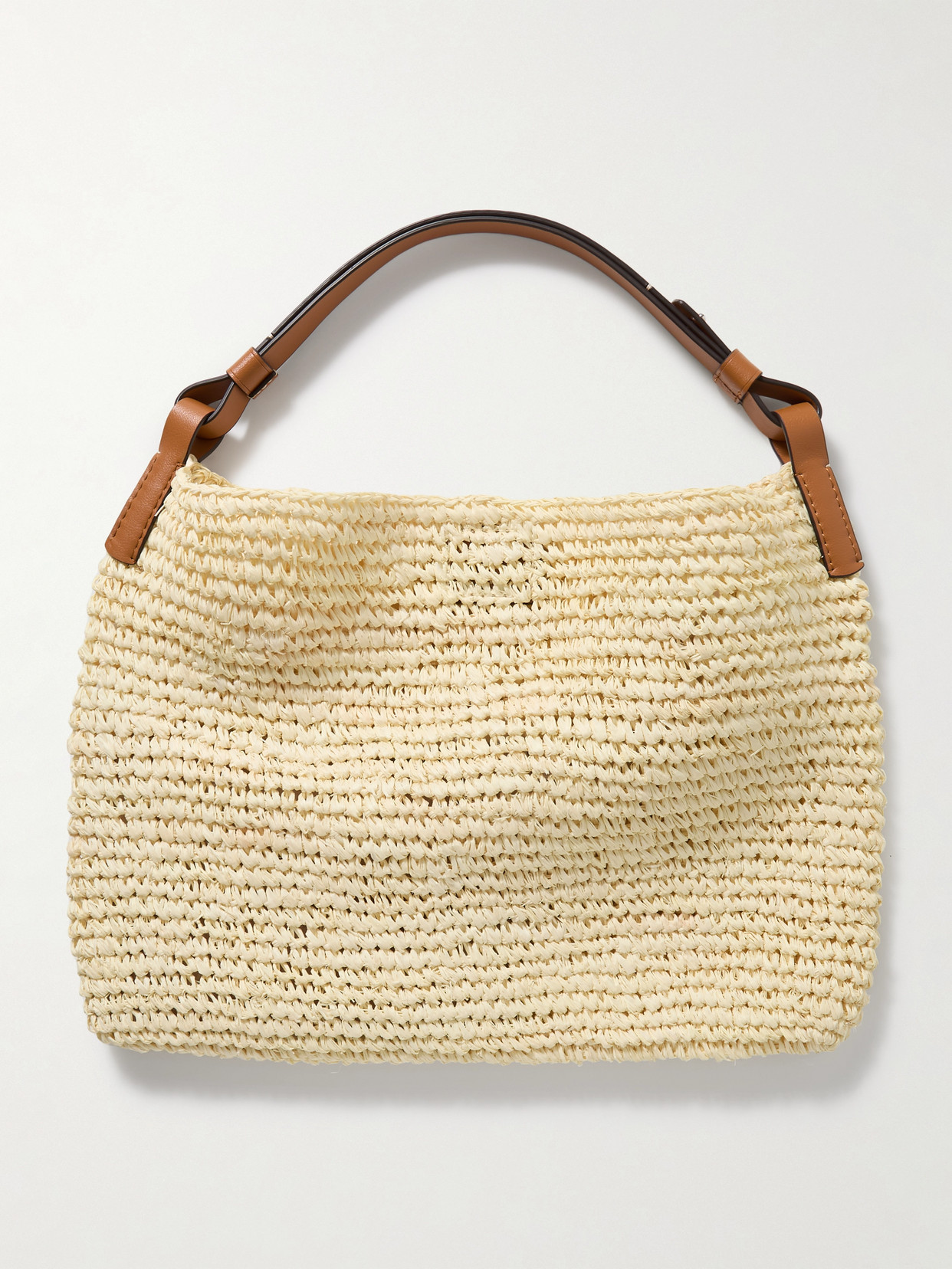 Shop Proenza Schouler White Label Minetta Leather-trimmed Raffia Tote In Ivory