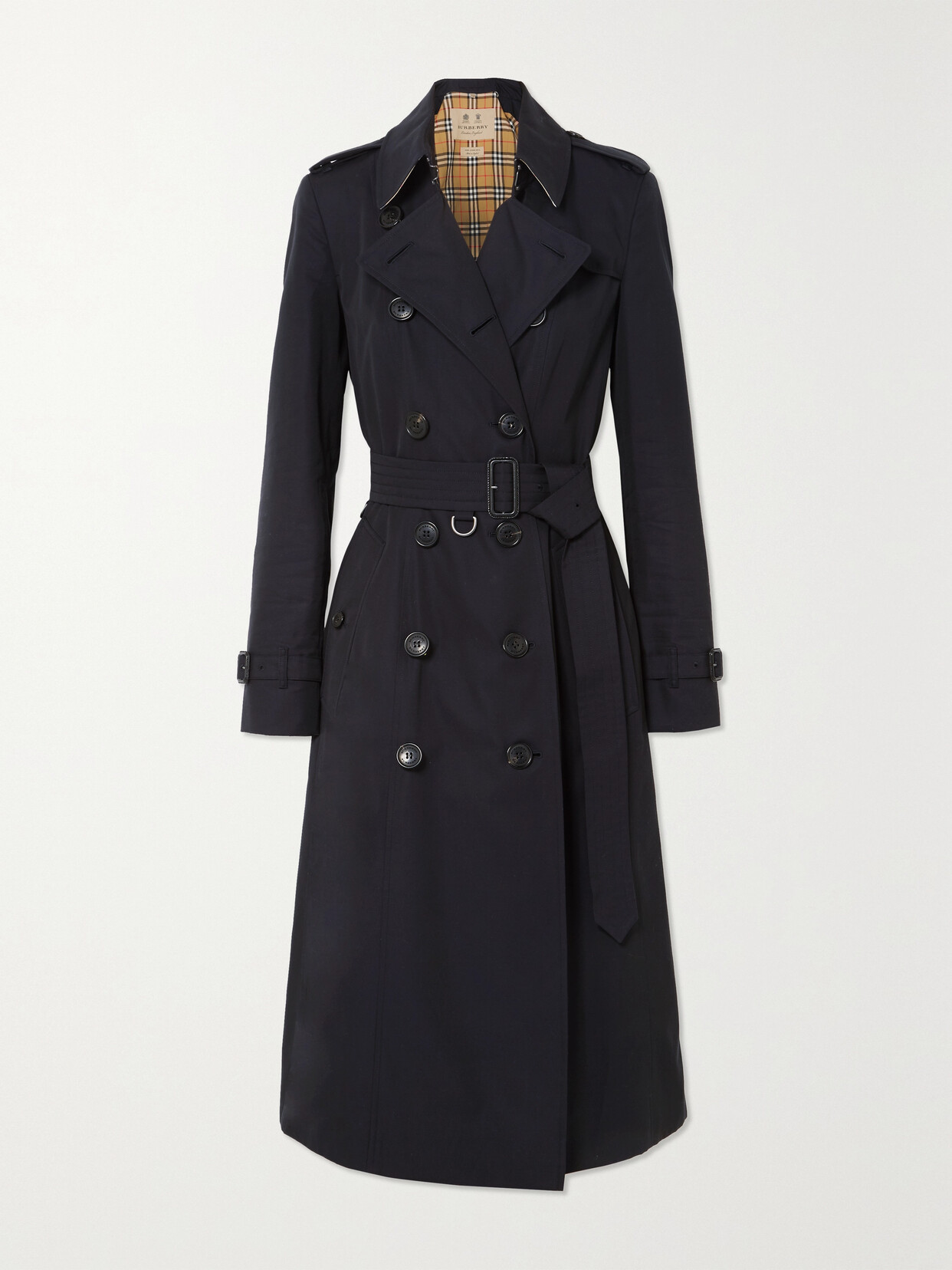 Burberry Chelsea Long Organic Cotton-gabardine Trench Coat In Black