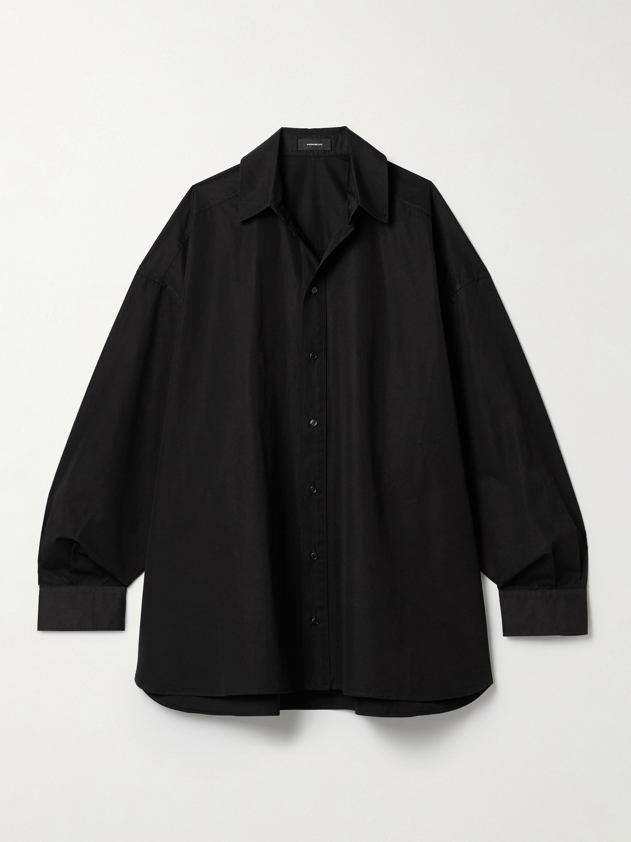 WARDROBE. NYC - Oversized Cotton Mini Shirt Dress - Black