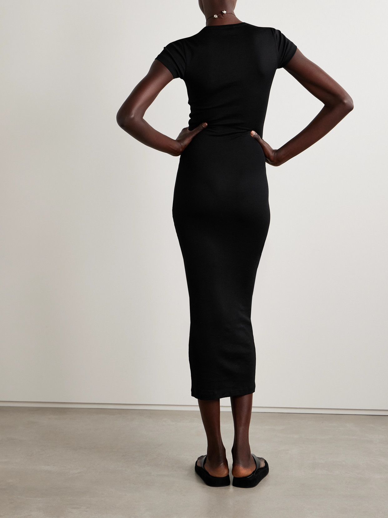 Wardrobe.nyc Cotton Cap-sleeve Dress In Black