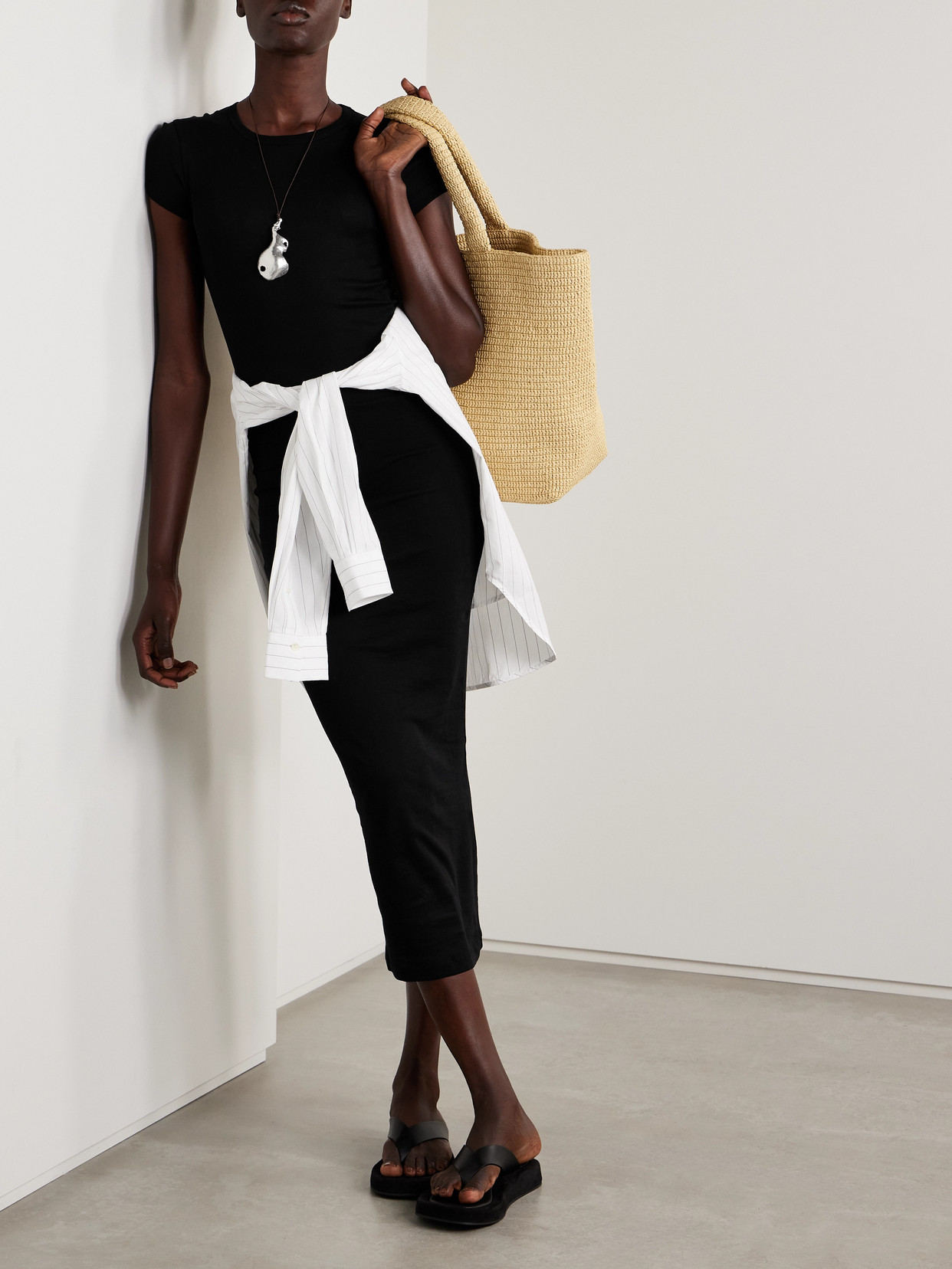 Wardrobe.nyc Cotton Cap-sleeve Dress In Black