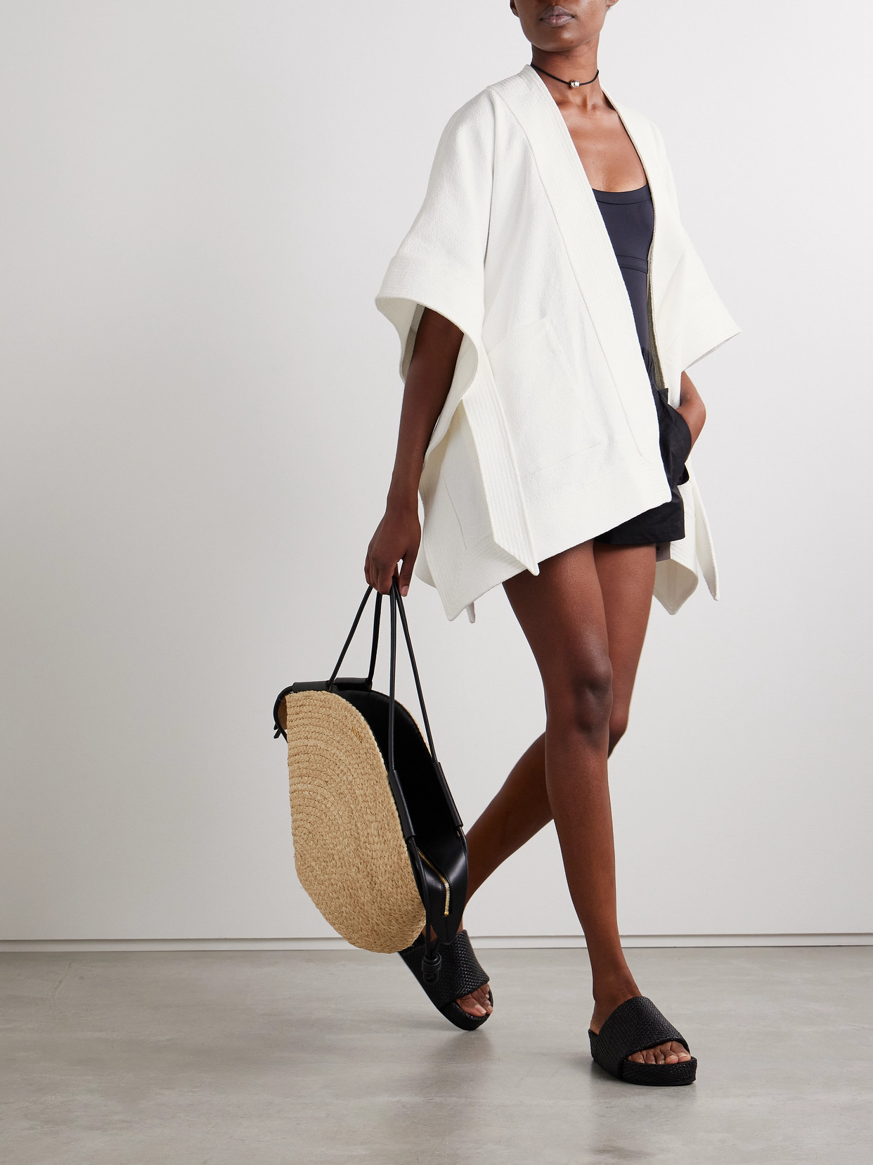 Wardrobe.nyc Oversized Belted Textured-cotton Jacket In White