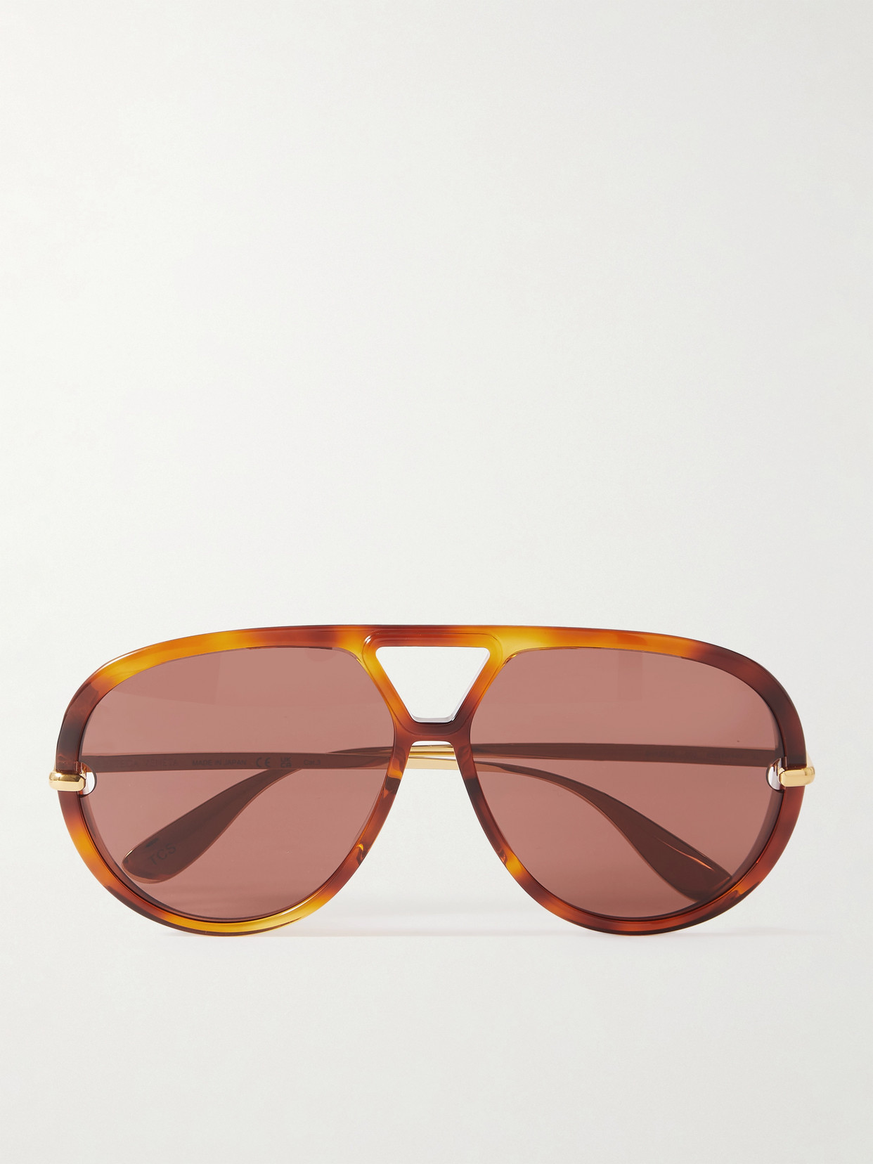 Bottega Veneta Drop Oversized Aviator-style Tortoiseshell Recycled-acetate And Gold-tone Sunglasses