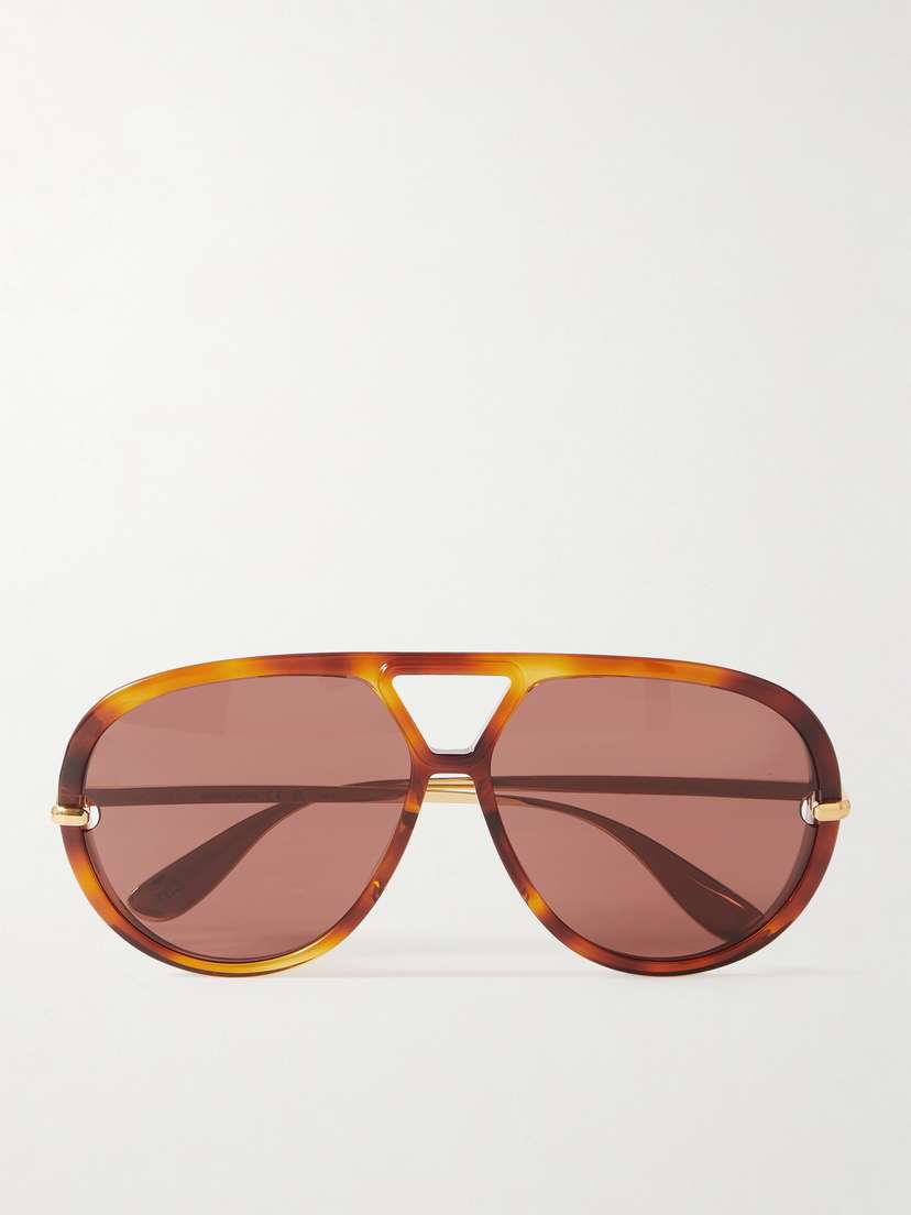 Bottega Veneta Eyewear Drop Oversized Aviator-style Tortoiseshell Recycled-acetate And Gold-tone Sunglasses