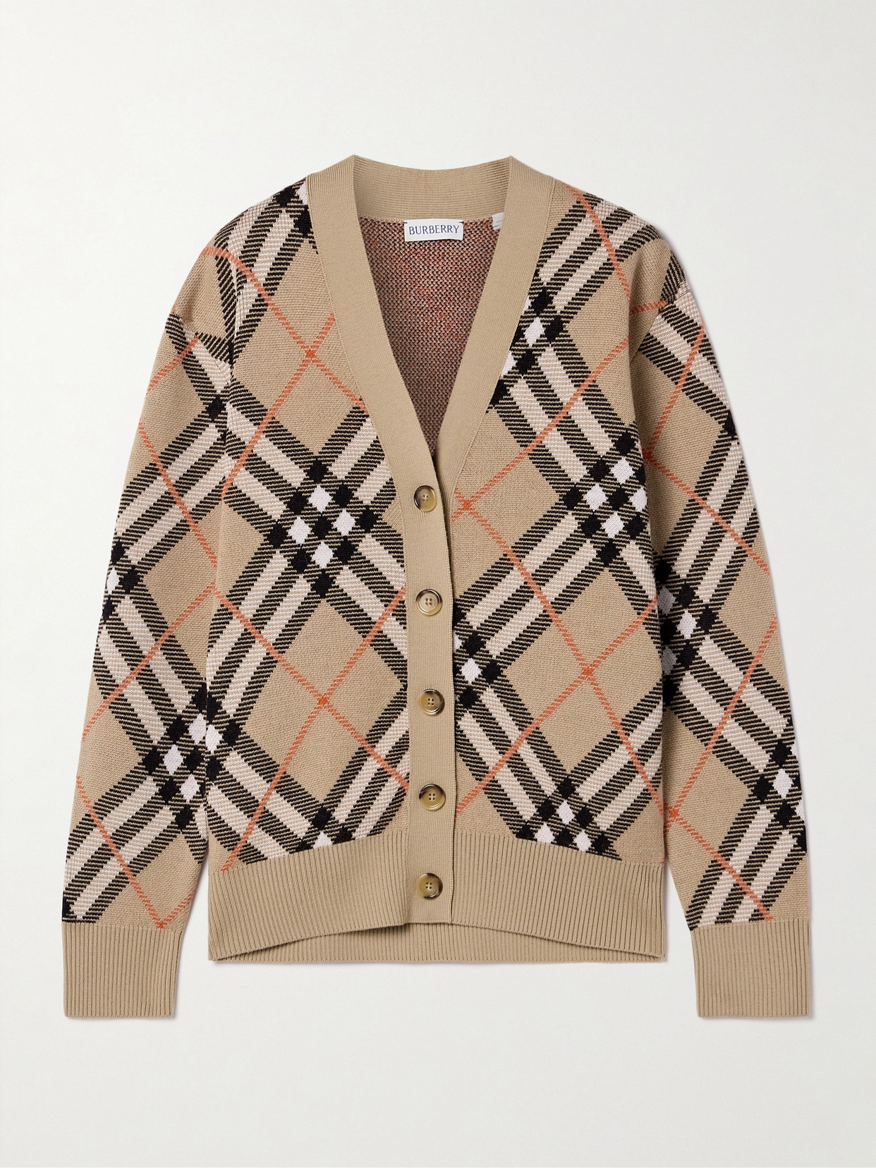 Burberry - Checked Jacquard-knit Wool-blend Cardigan - Neutrals