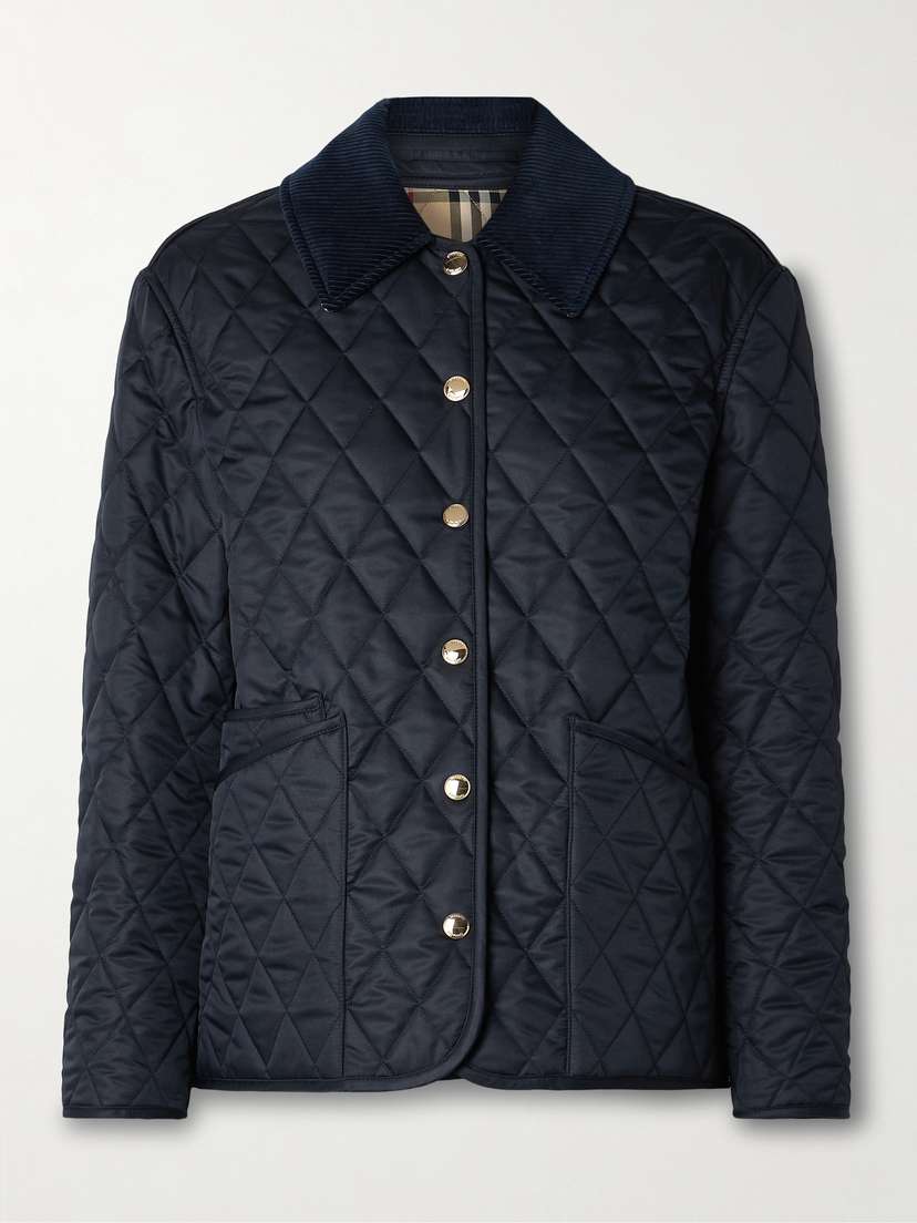 Burberry Reversible Corduroy-trimmed Quilted Shell And Checked Cotton Jacket - x large