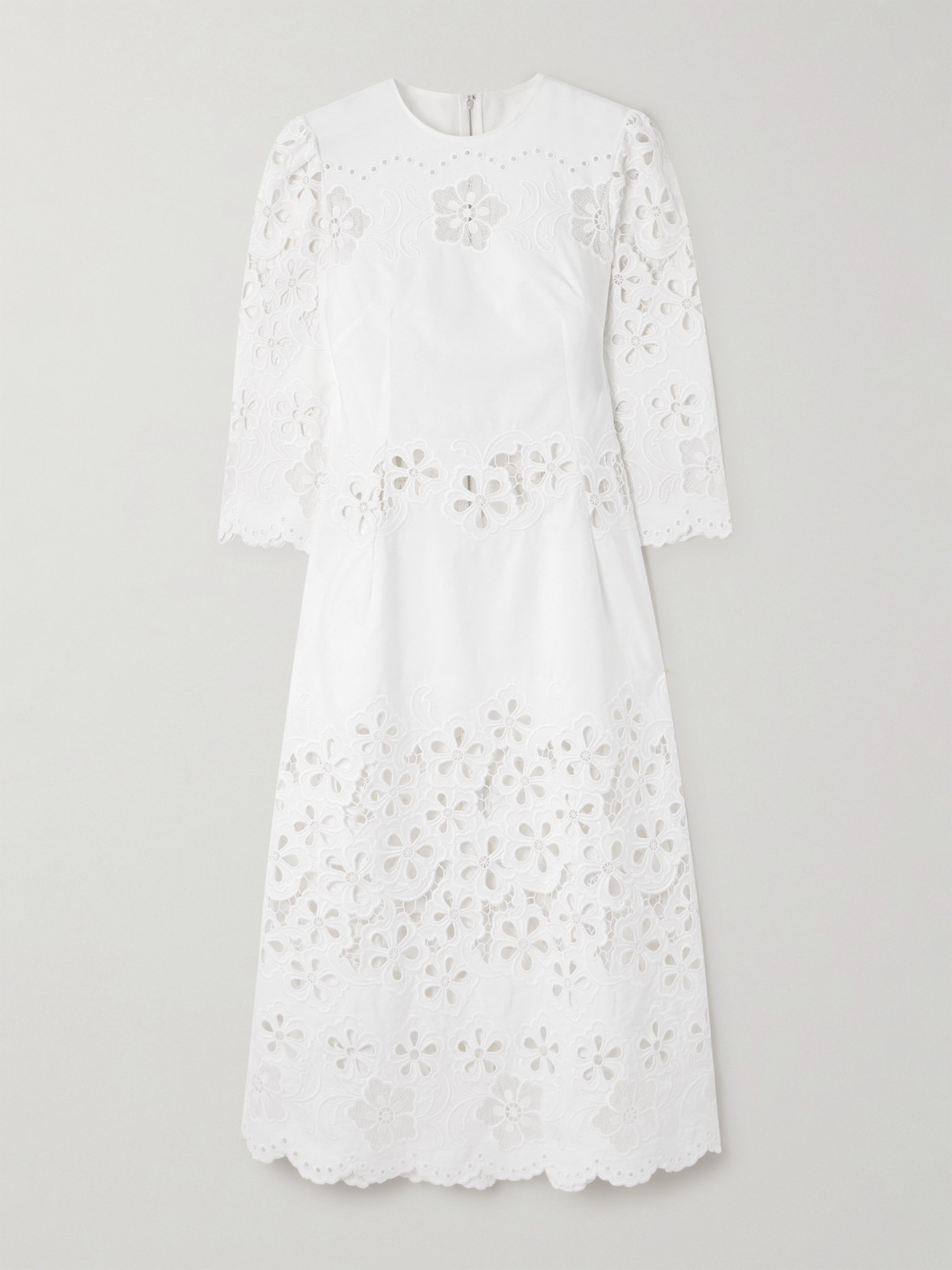 Dolce & Gabbana Scalloped Broderie Anglaise Cotton-poplin Midi Dress In White