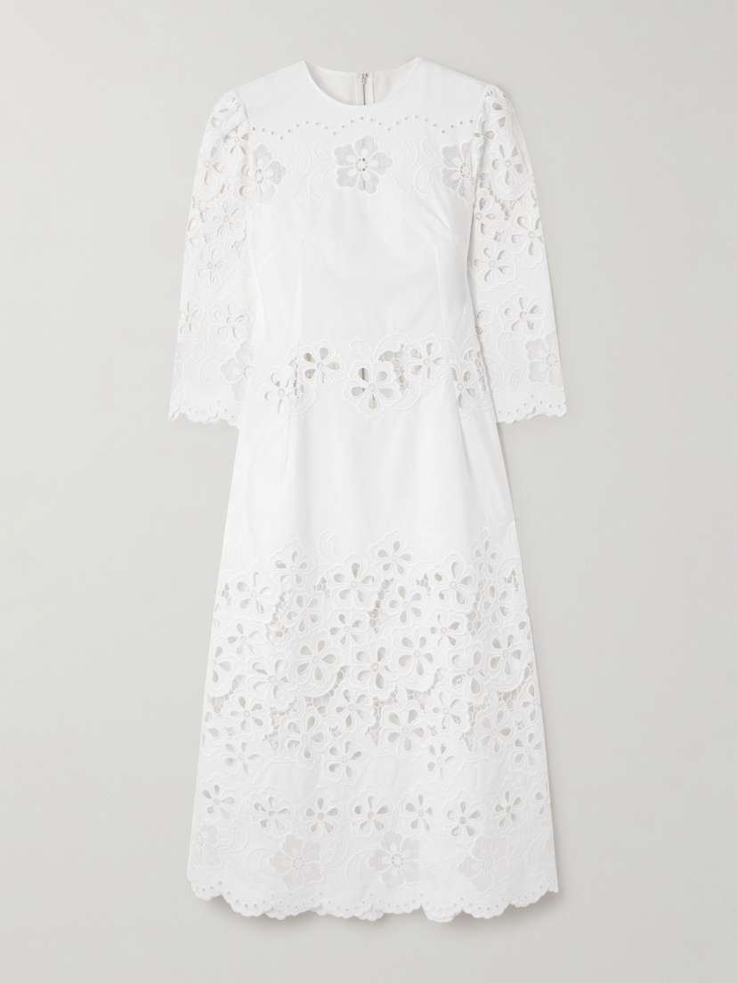 Dolce & Gabbana Scalloped Broderie Anglaise Cotton-poplin Midi Dress