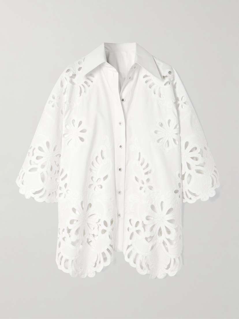 Dolce & Gabbana Oversized Scalloped Broderie Anglaise Cotton-poplin Shirt