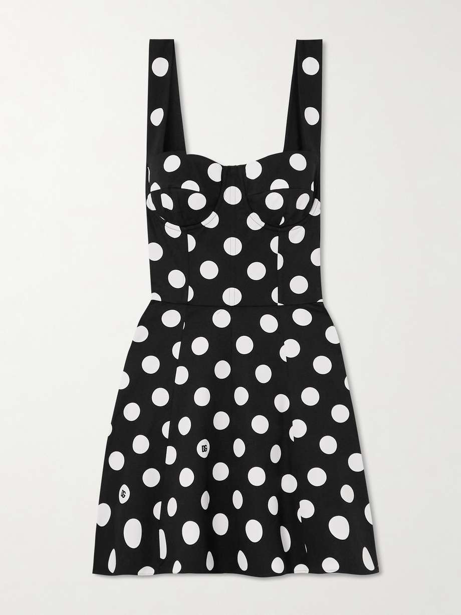 polka-dot stretch-cotton drill mini dress