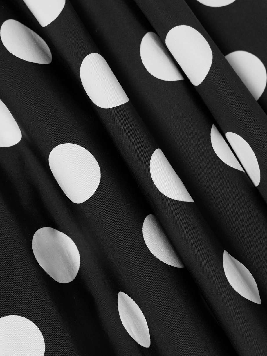 pleated polka-dot cotton-poplin midi dress