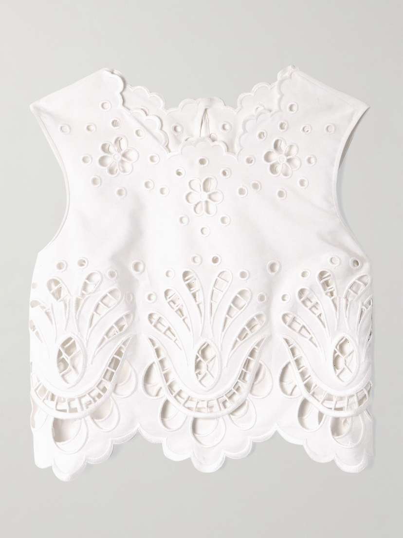 Dolce & Gabbana Cropped Broderie Anglaise Cotton-blend Poplin Top - IT38