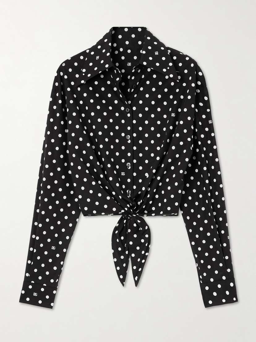 Dolce & Gabbana Printed Polka-dot Cotton-blend Poplin Shirt