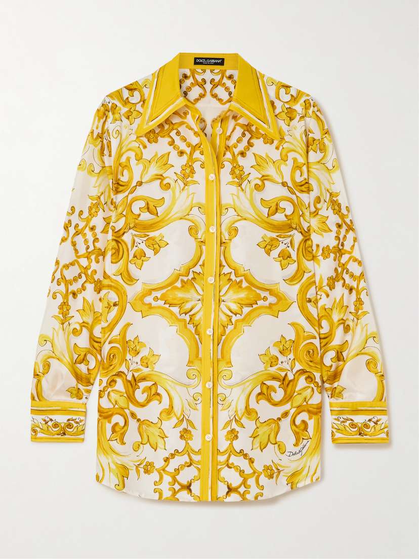 Dolce & Gabbana Maiolica Printed Silk-twill Shirt