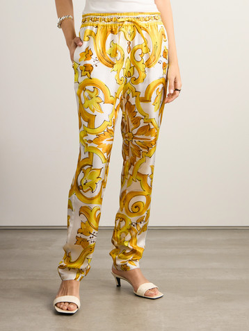 Dolce&Gabbana Maiolica printed silk-twill pants