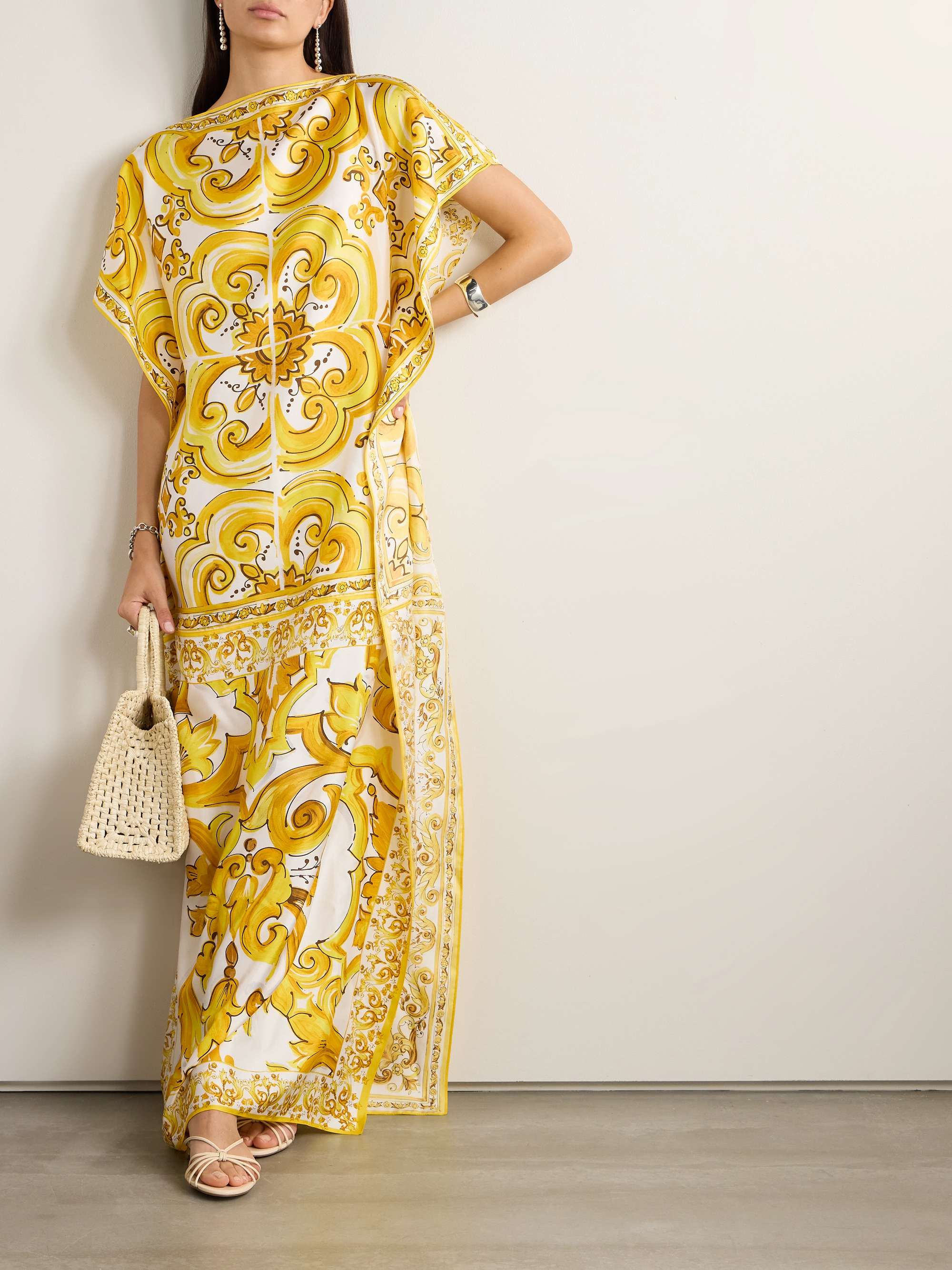 Teal Principessa Italian Silk Midi Kaftan
