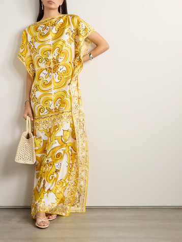 Dolce&Gabbana Maiolica floral-print silk-twill kaftan