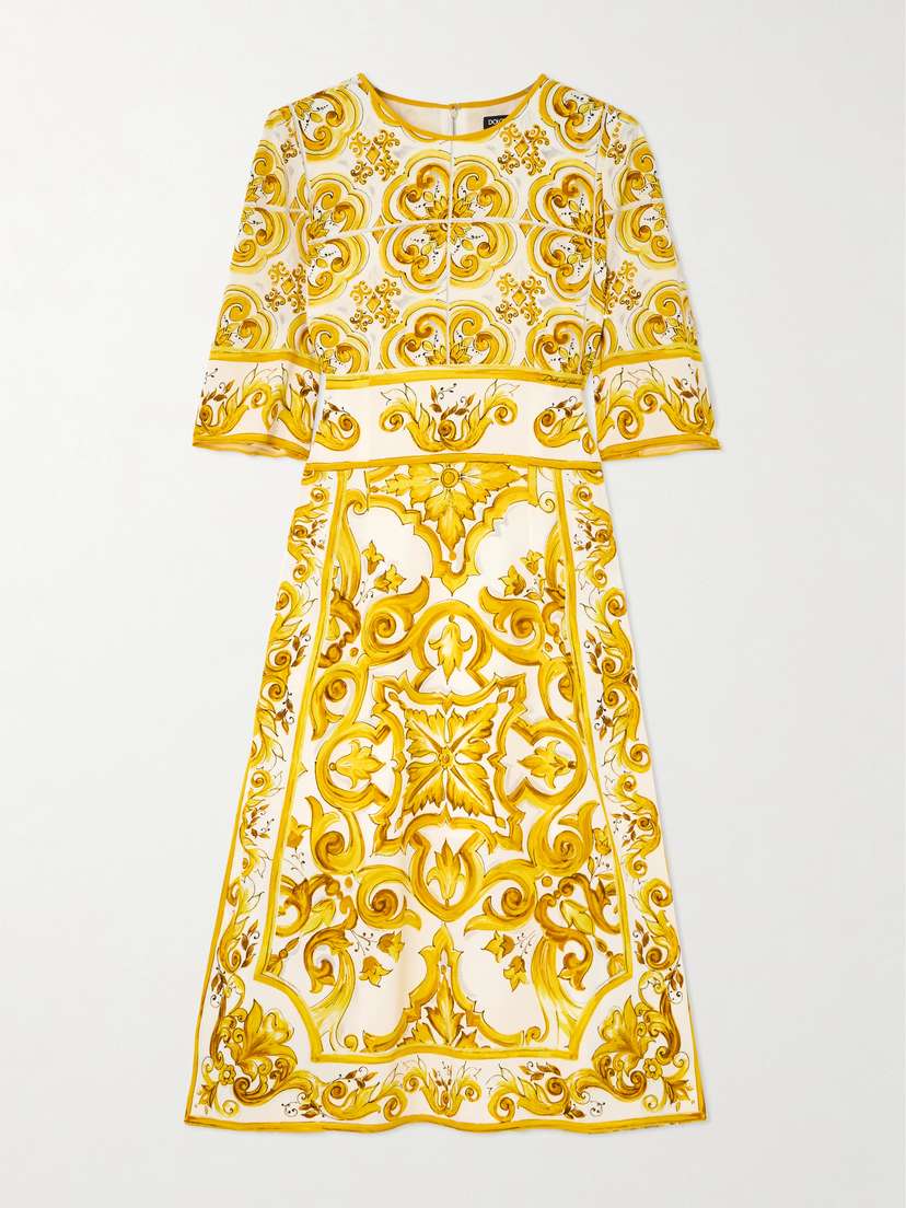 Dolce & Gabbana Maiolica Printed Silk-blend Charmeuse Mini Dress