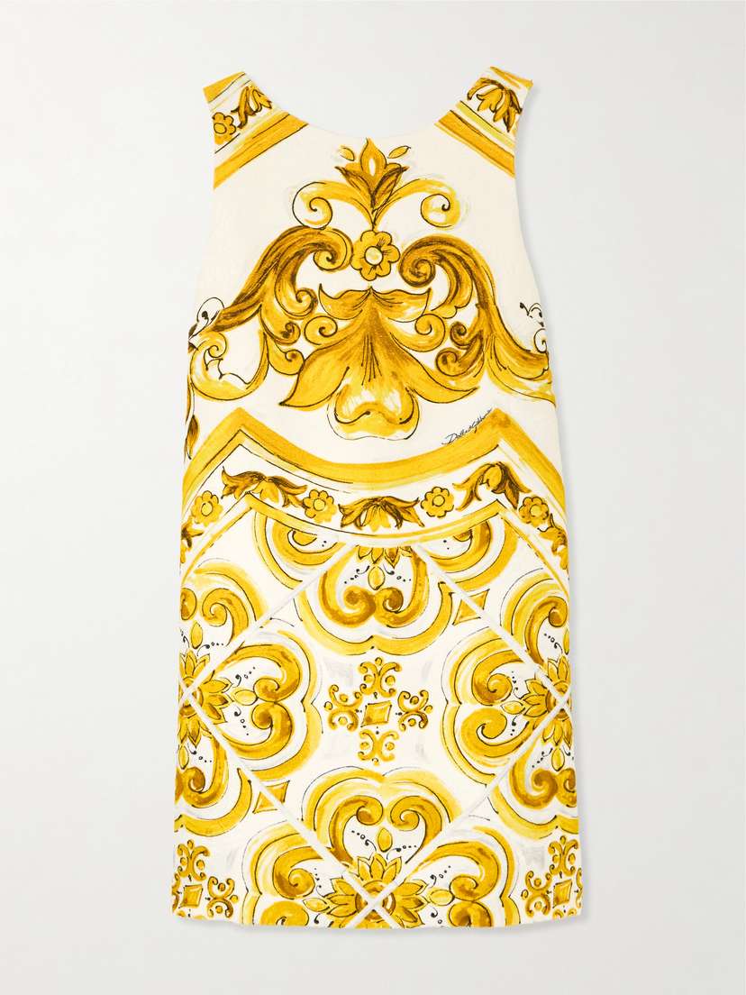 Dolce & Gabbana Maiolica Printed Brocade Mini Dress