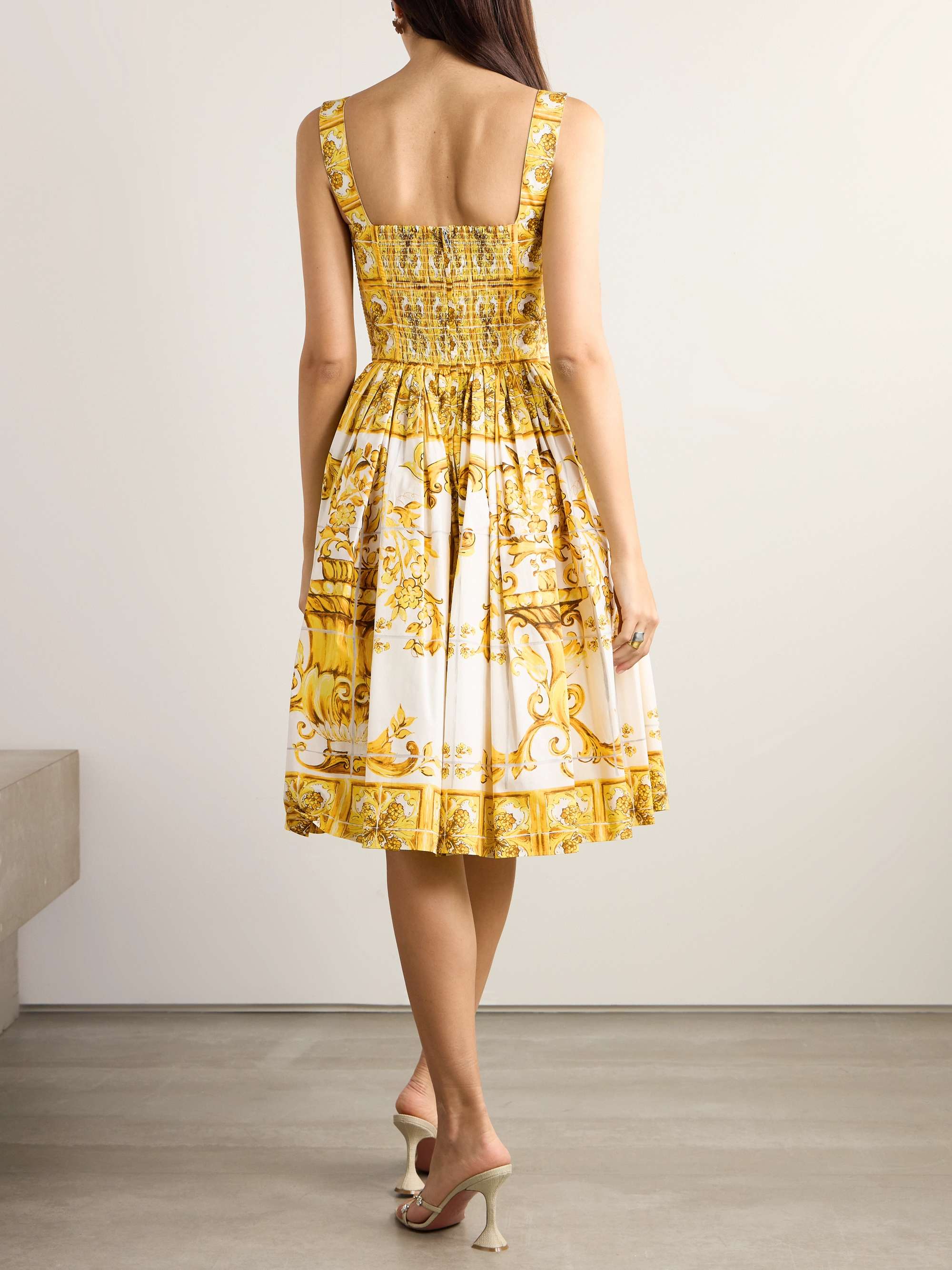 DOLCE&GABBANA Pleated printed cotton-poplin dress