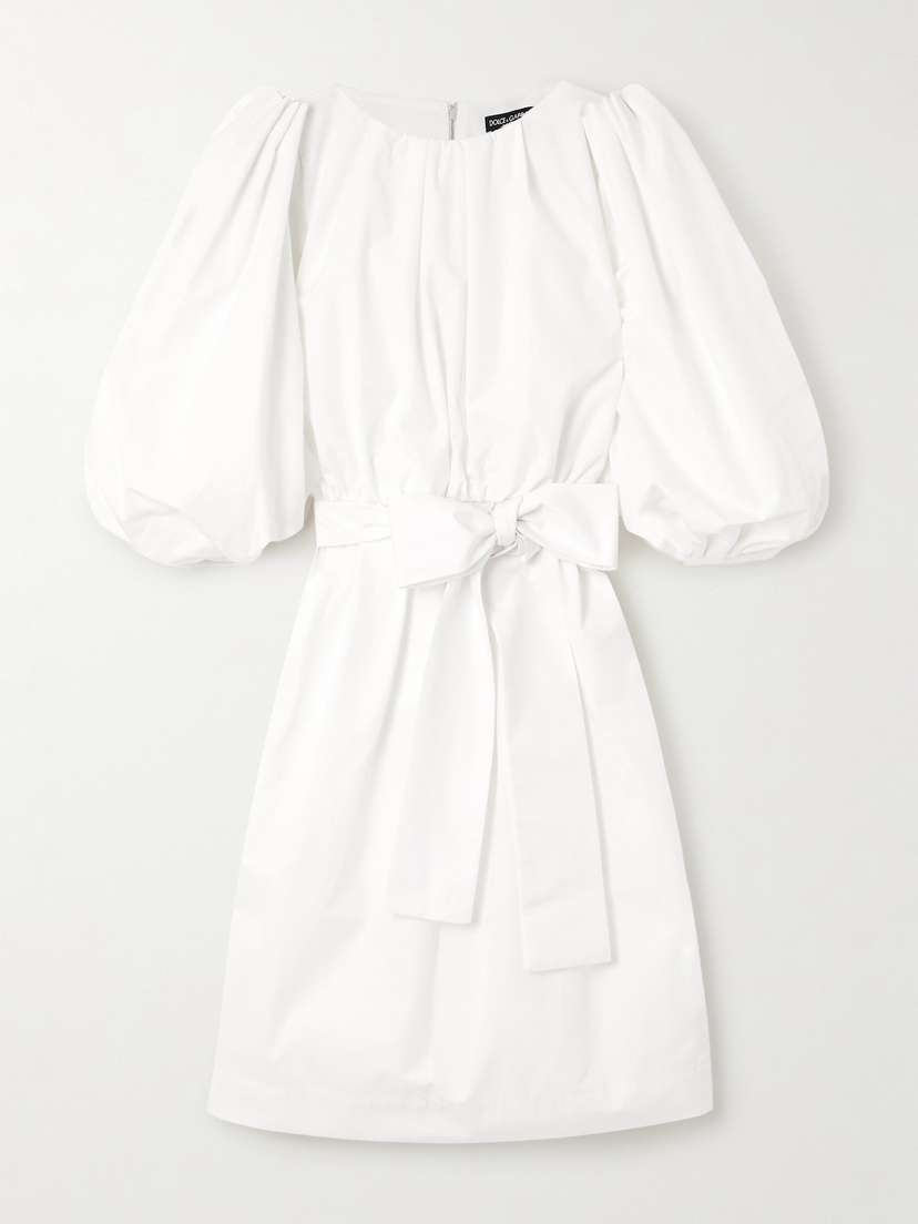 Dolce & Gabbana Belted Pleated Cotton-poplin Midi Dress
