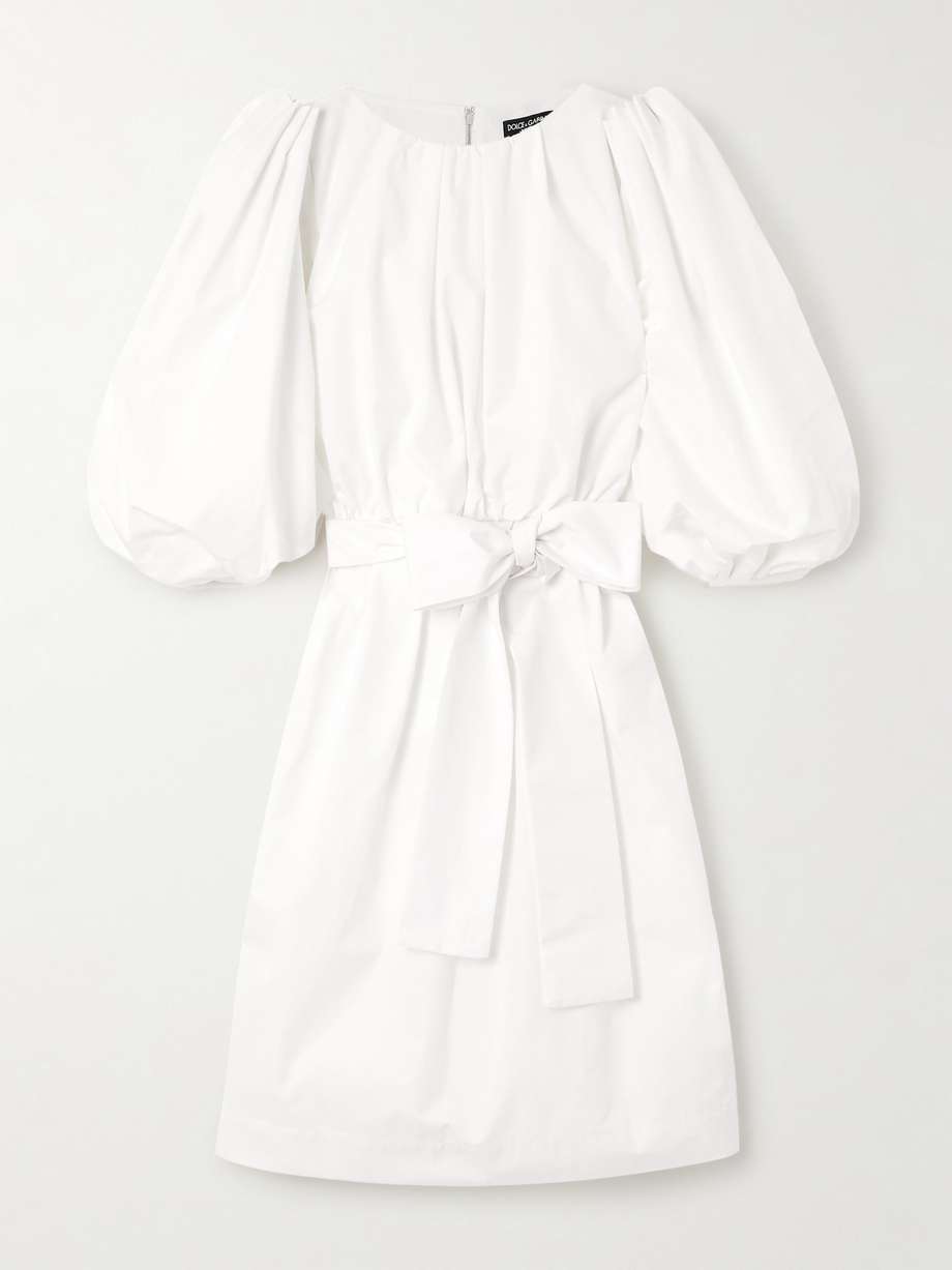 belted pleated cotton-poplin midi dress