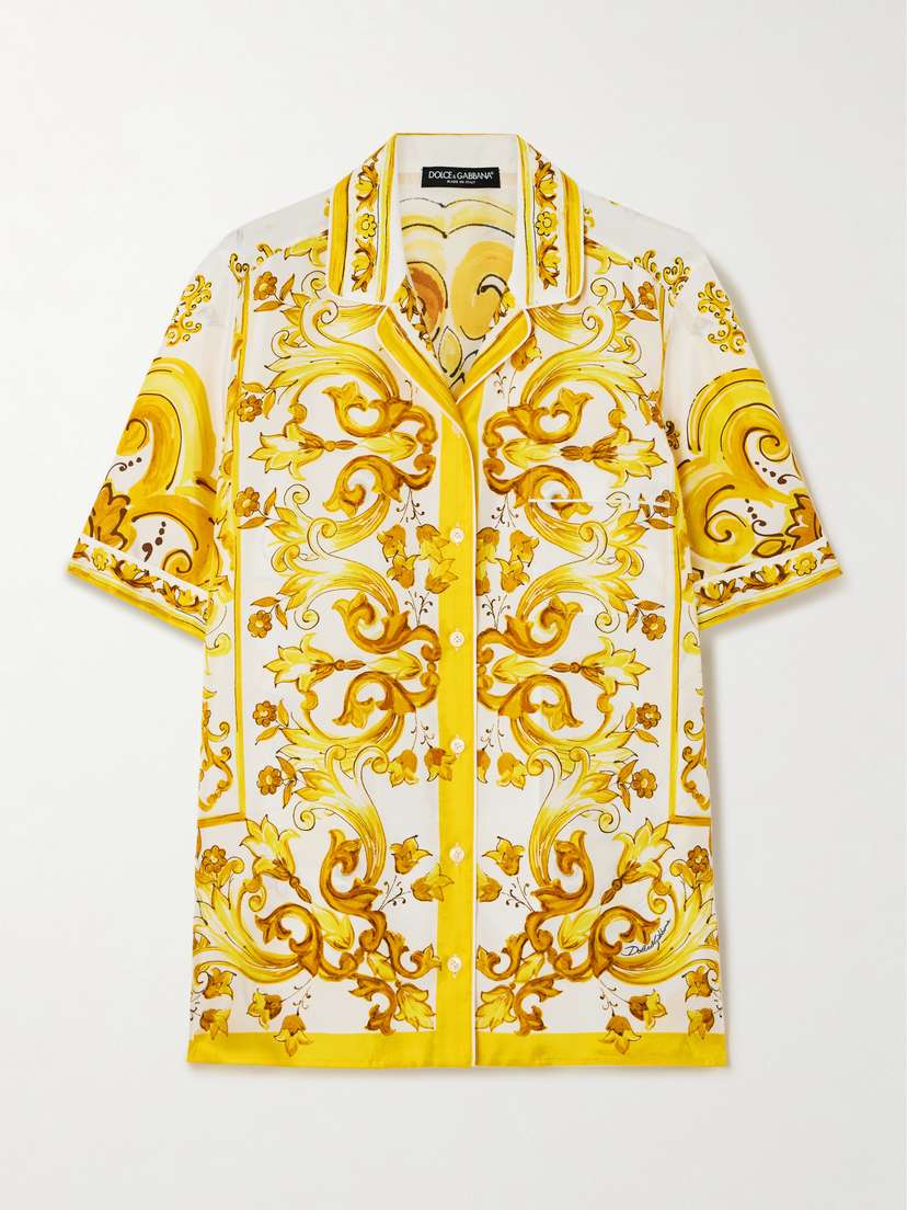 Dolce & Gabbana Maiolica Floral-print Silk-twill Shirt