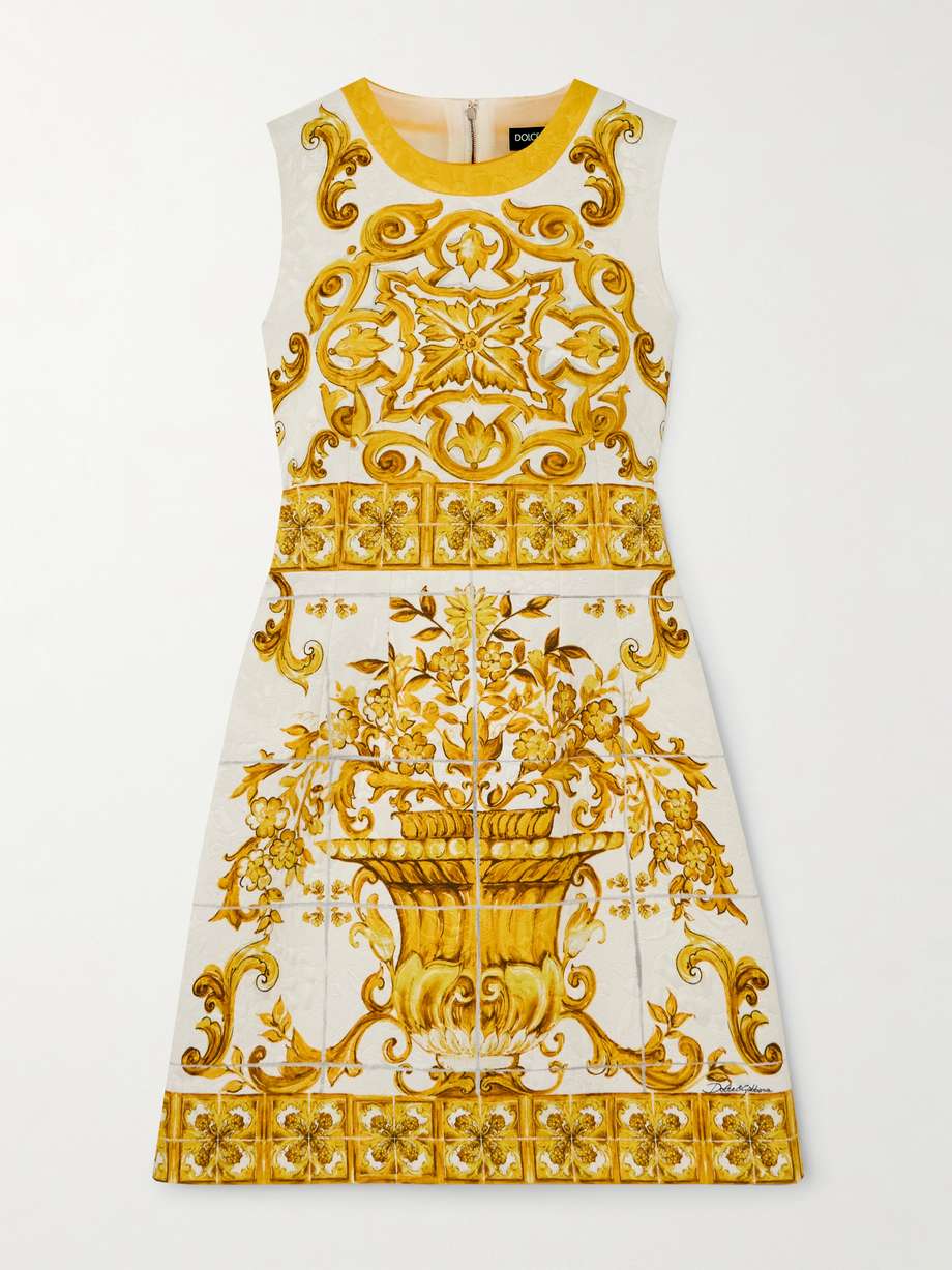 maiolica printed cotton-blend jacquard mini dress
