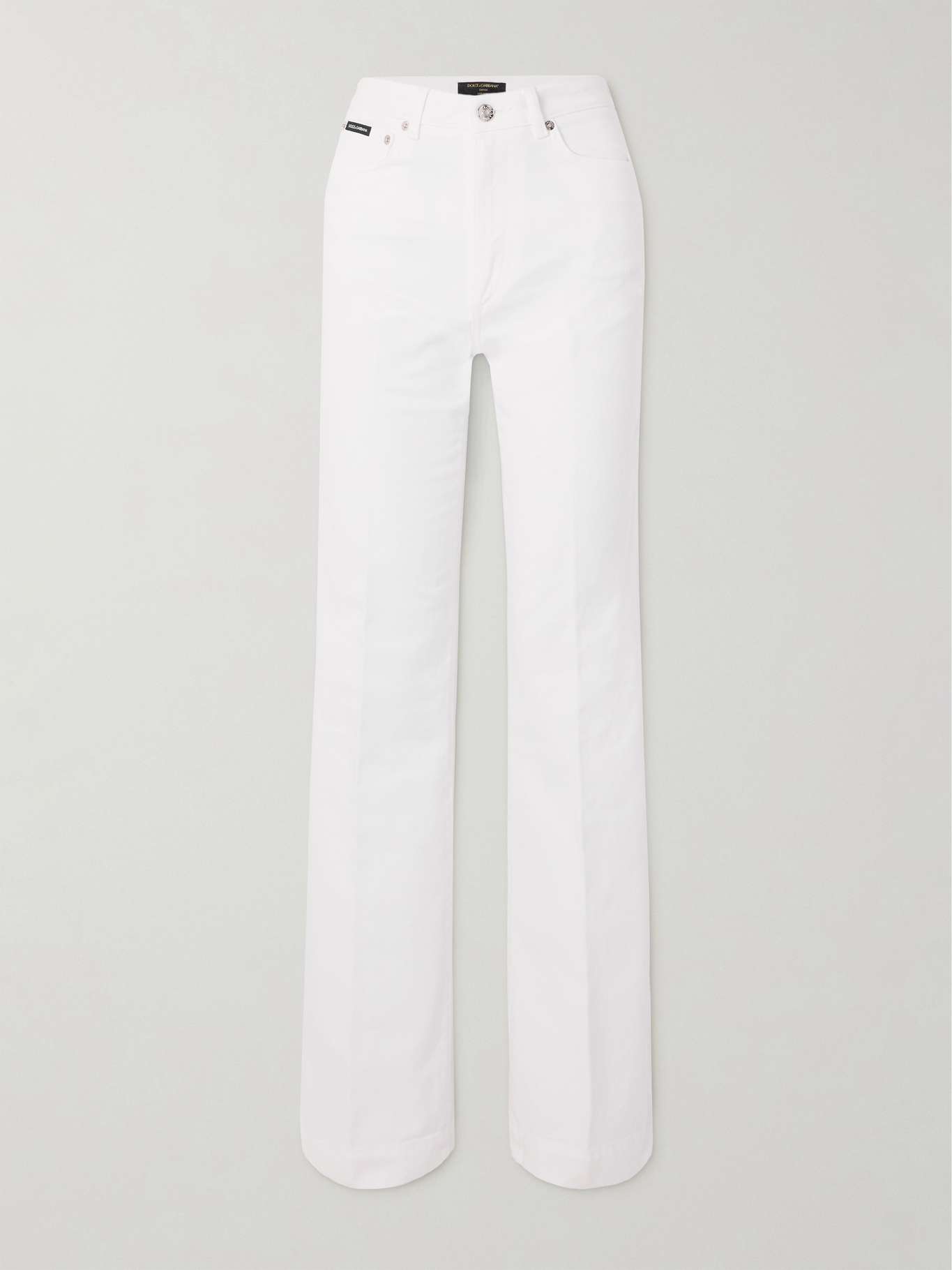 Dolce & Gabbana White High Waist Tapered Women Cotton Pants